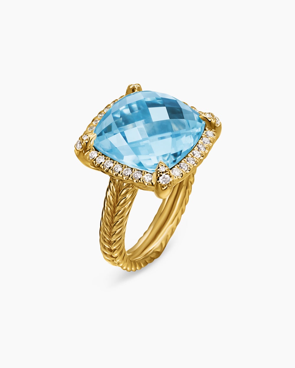 Womens Chatelaine Pavé Bezel Ring in 18K Yellow Gold, 14mm