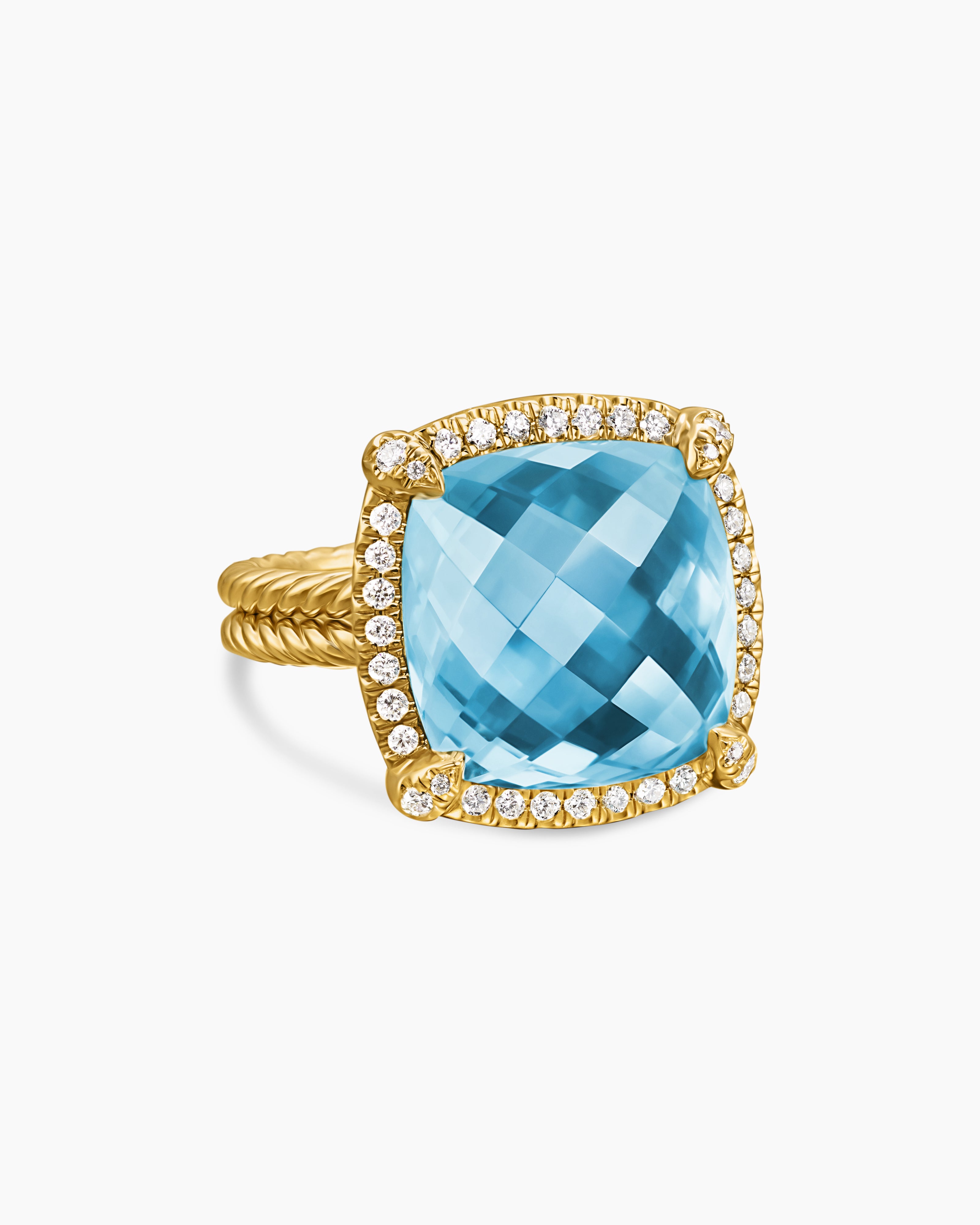 Womens Chatelaine Pav&eacute; Bezel Ring in 18K Yellow Gold, 14mm