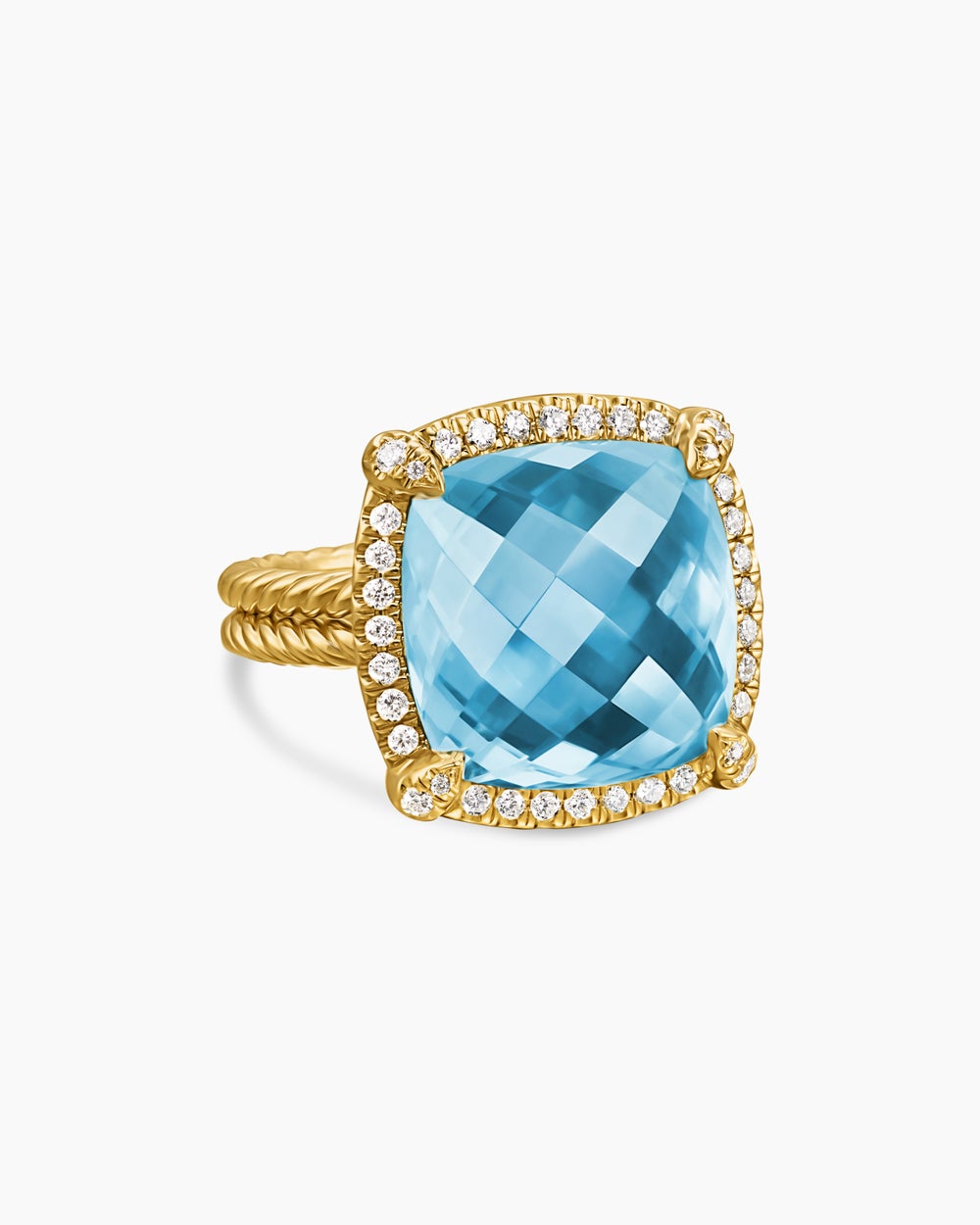 Womens Chatelaine Pavé Bezel Ring in 18K Yellow Gold, 14mm