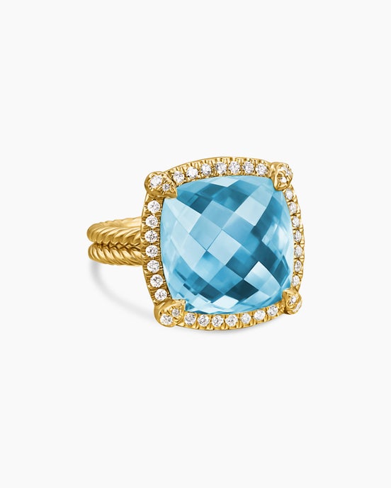 Chatelaine Pavé Bezel Ring in 18K Yellow Gold, 14mm