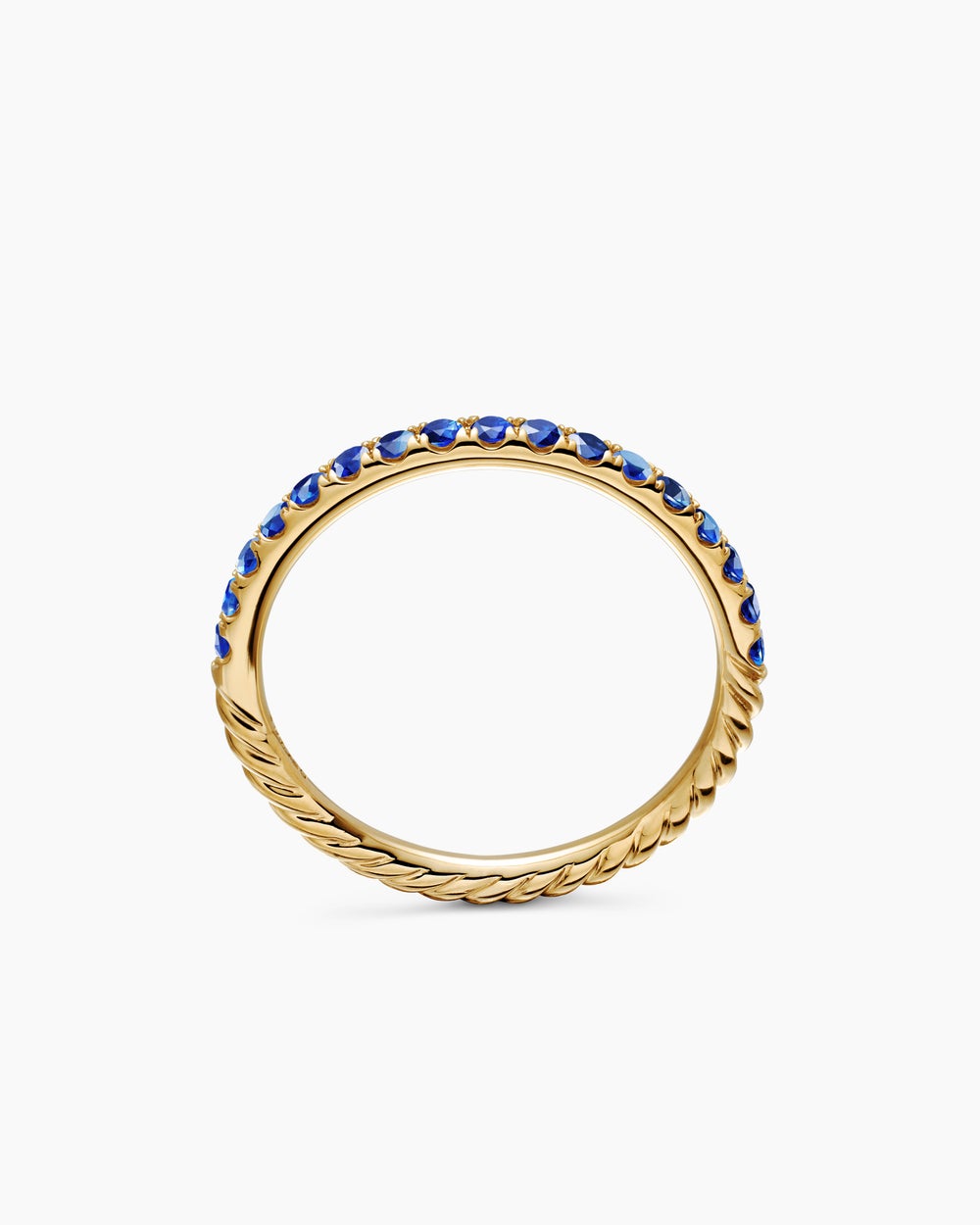 Womens Cable Collectibles Stack Ring in 18K Yellow Gold with Pavé, 2mm