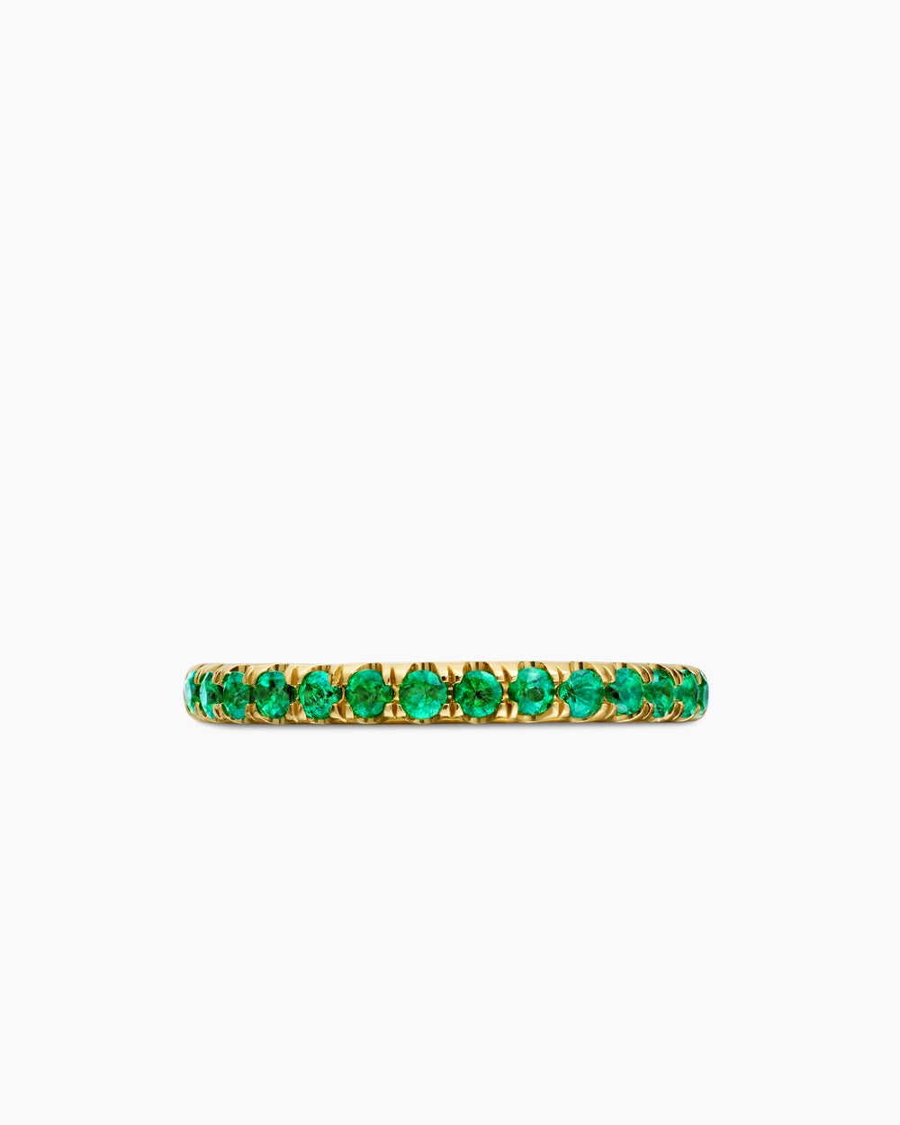Womens Cable Collectibles® Stack Ring in 18K Yellow Gold with Pavé Emeralds, 2mm