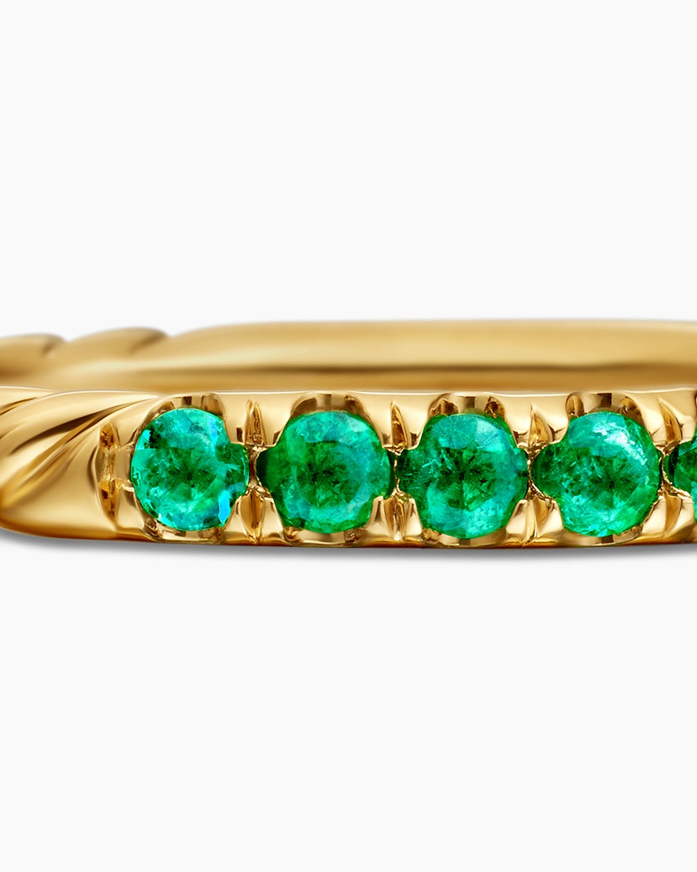 Womens Cable Collectibles® Stack Ring in 18K Yellow Gold with Pavé Emeralds, 2mm
