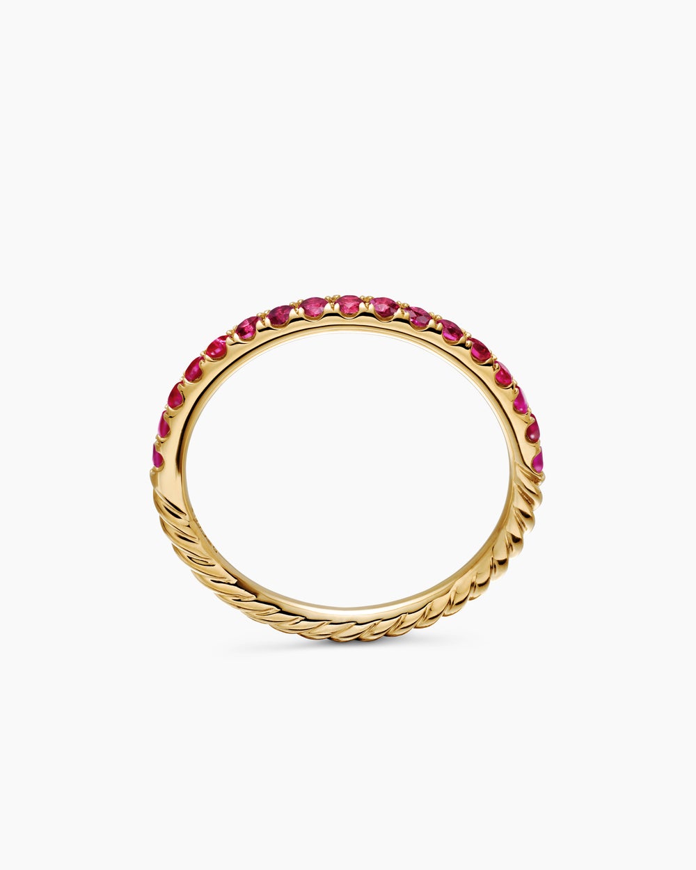 Womens Cable Collectibles Stack Ring in 18K Yellow Gold with Pavé, 2mm