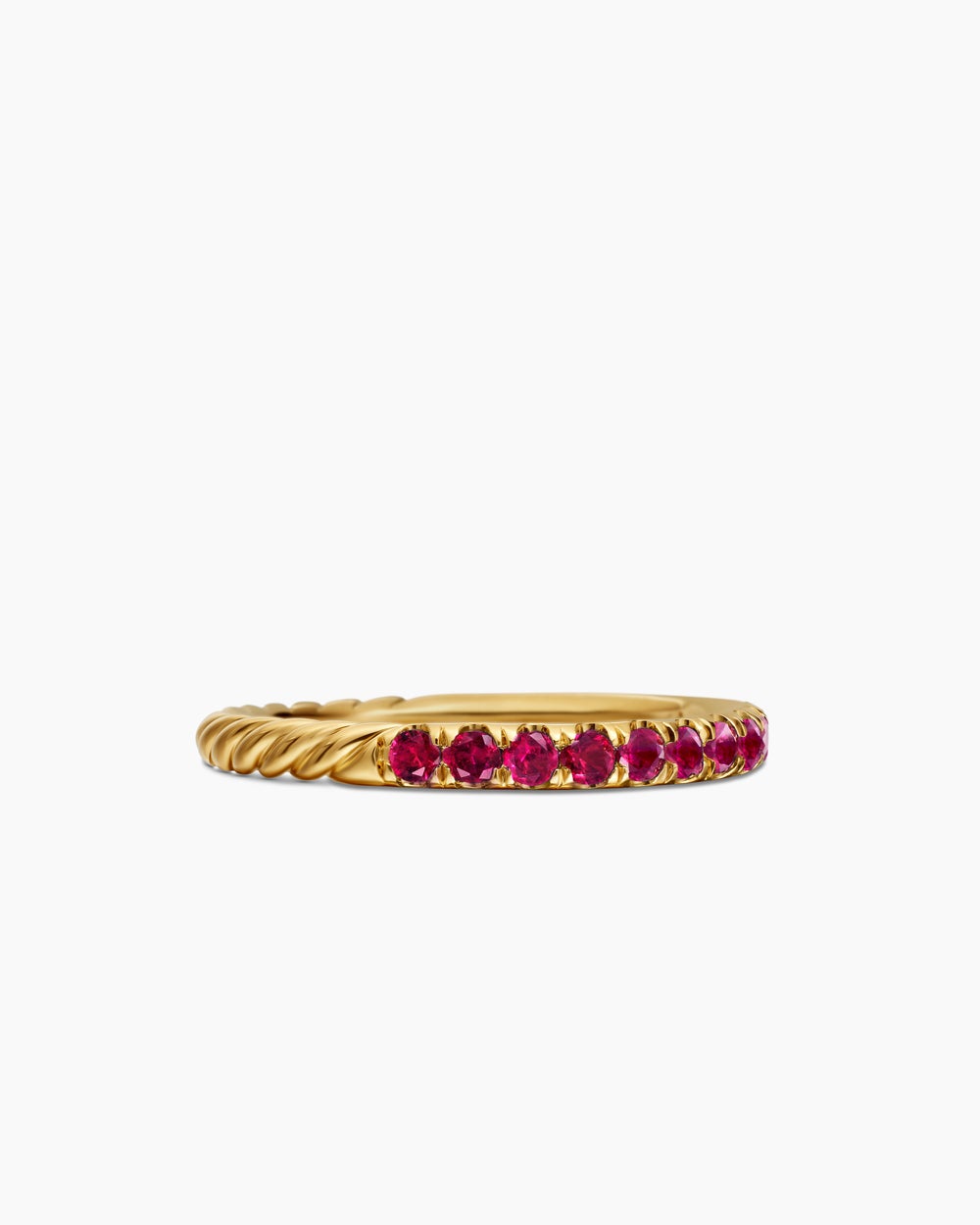 Womens Cable Collectibles Stack Ring in 18K Yellow Gold with Pavé, 2mm