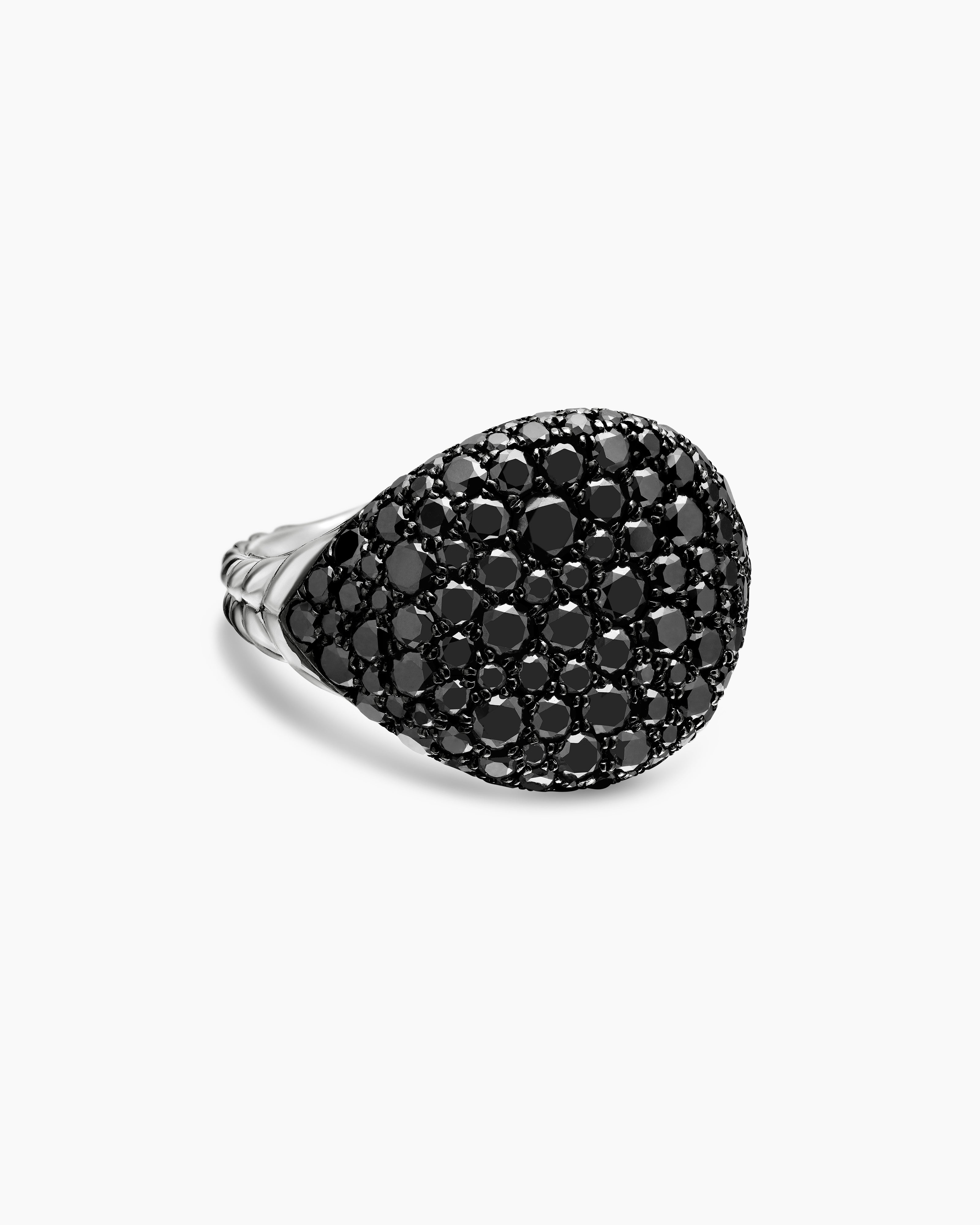 Womens Pav&eacute; Pinky Ring in 18K White Gold with Diamonds, 13mm