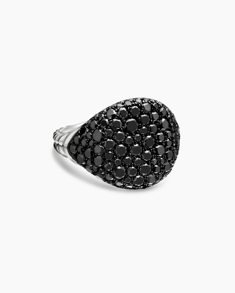 Womens Pavé Pinky Ring in 18K White Gold with Diamonds, 13mm