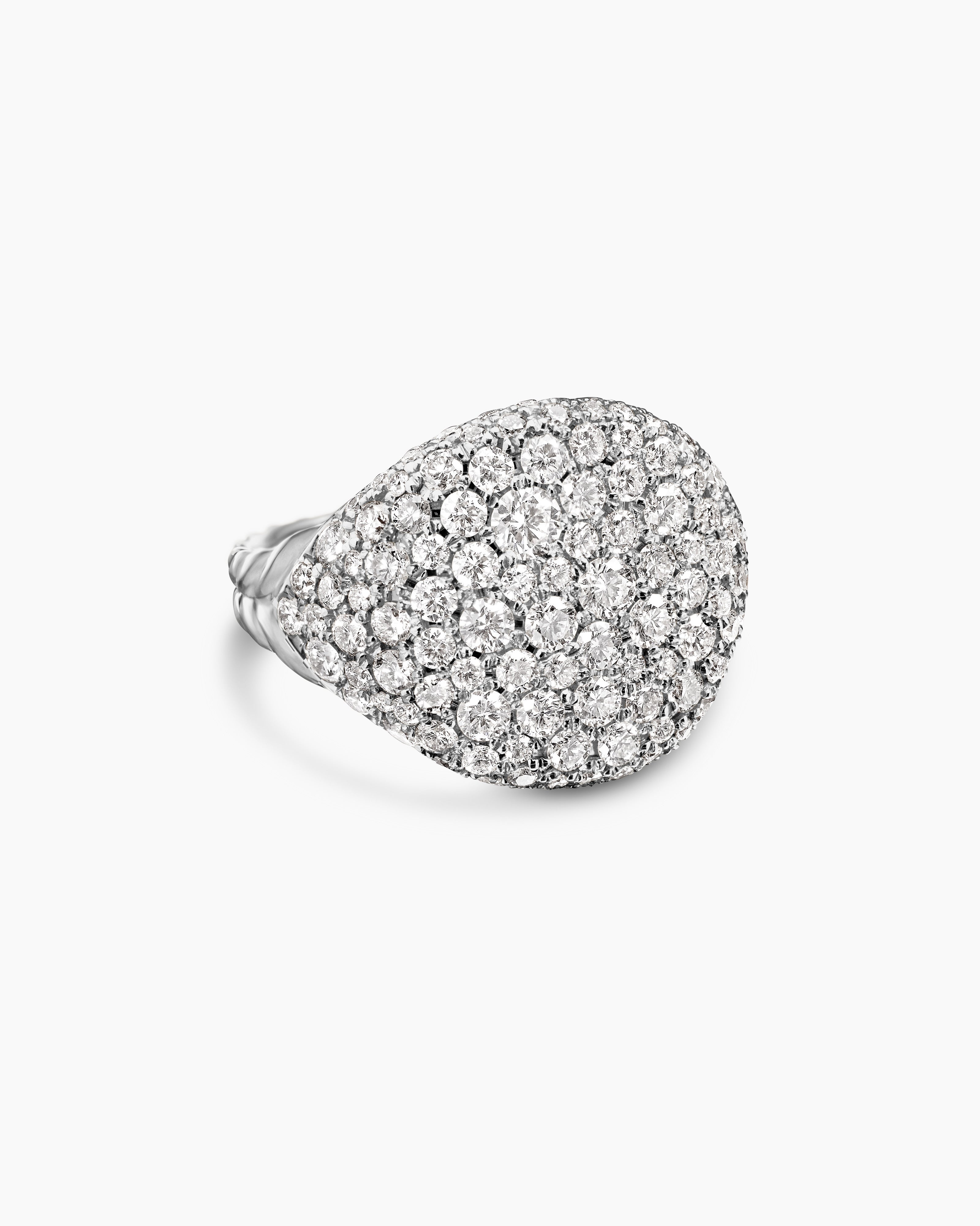 Womens Pav&eacute; Pinky Ring in 18K White Gold with Diamonds, 13mm