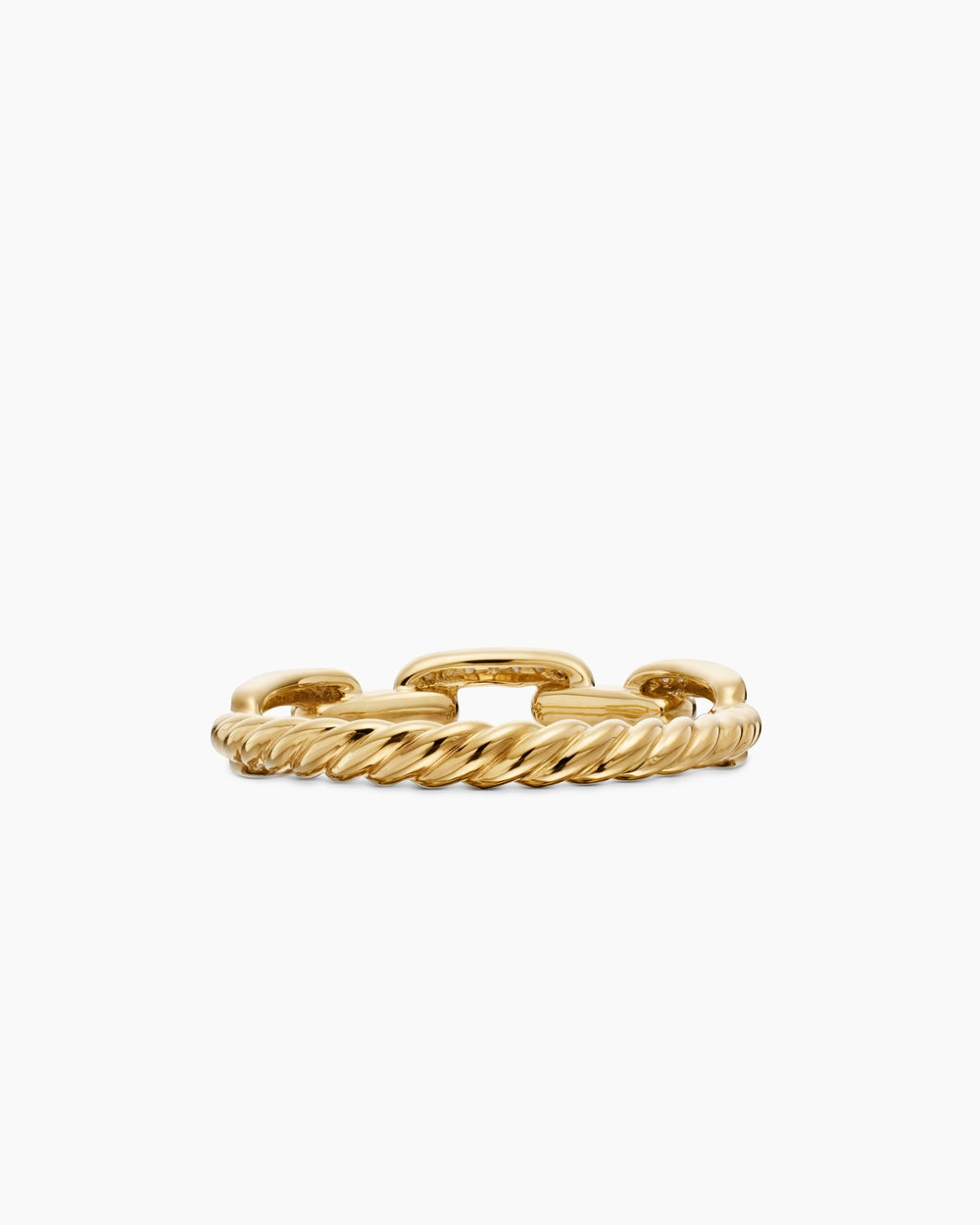 Womens Stax Chain Link Ring in 18ct Yellow Gold with Diamonds, 4.5mm