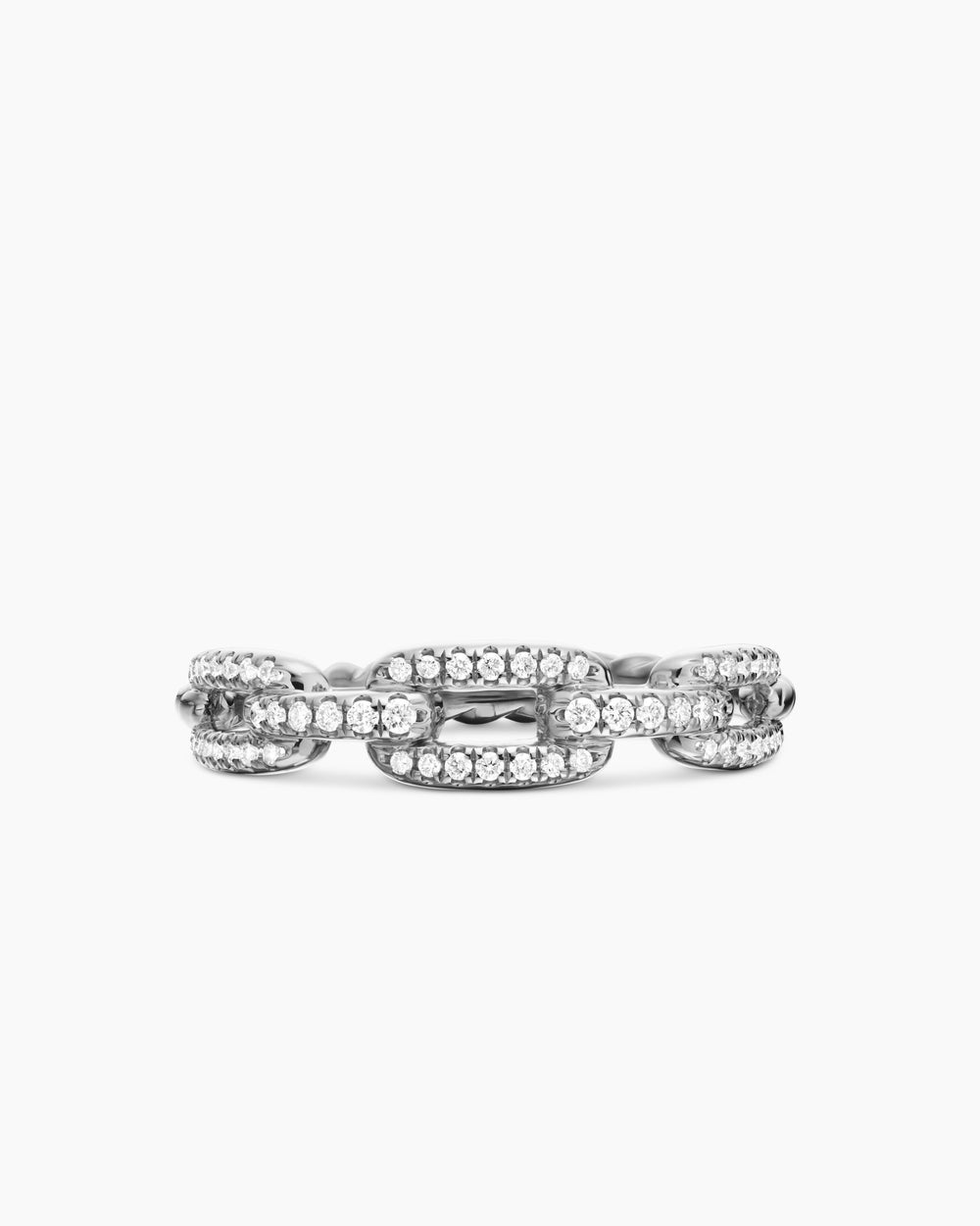 Womens Stax Chain Link Ring in 18K White Gold with Diamonds, 4.5mm