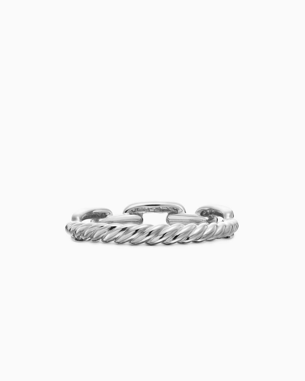 Womens Stax Chain Link Ring in 18K White Gold with Diamonds, 4.5mm