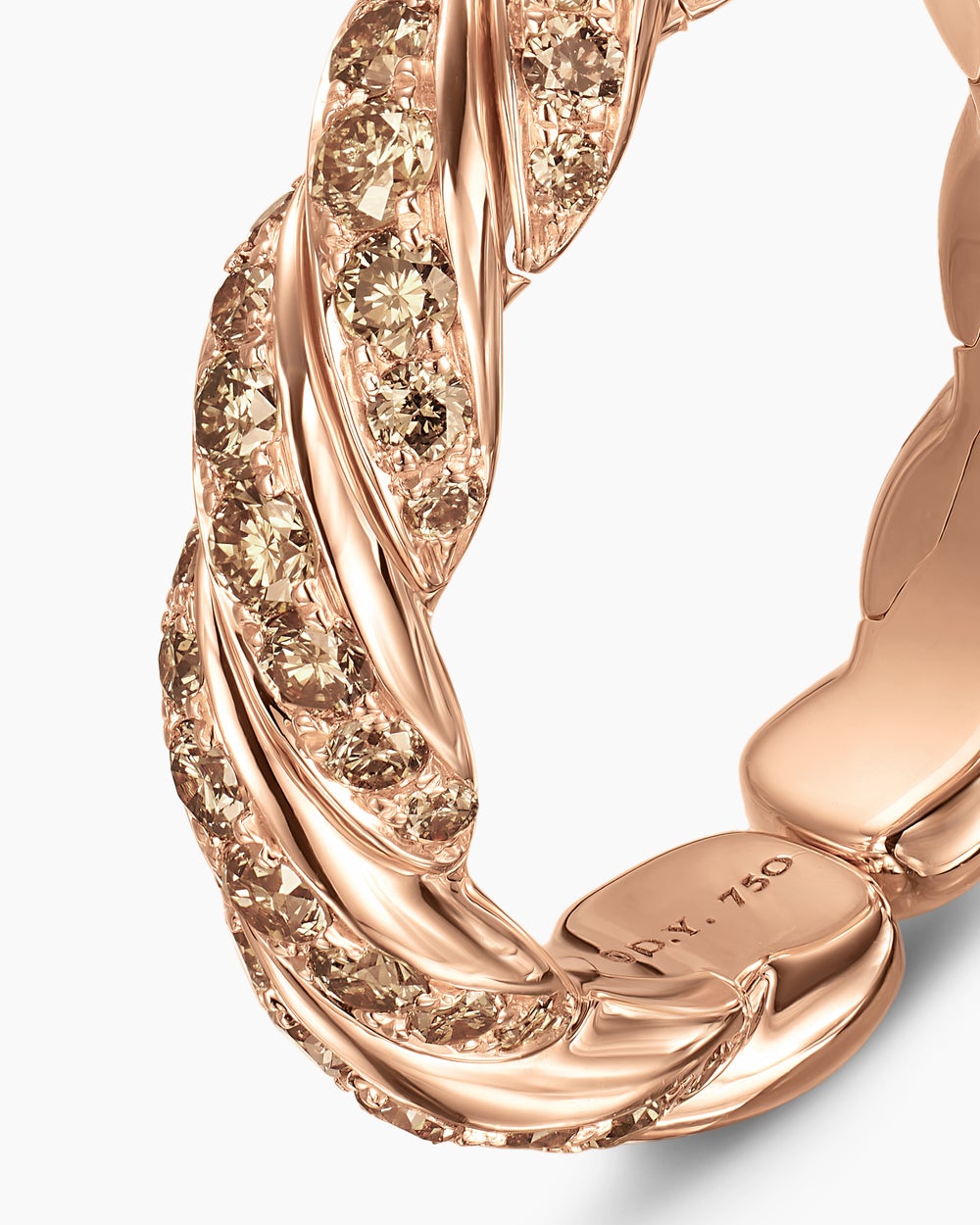 Womens Sculpted Cable Flex Band Ring in 18K Rose Gold with Diamonds, 5mm