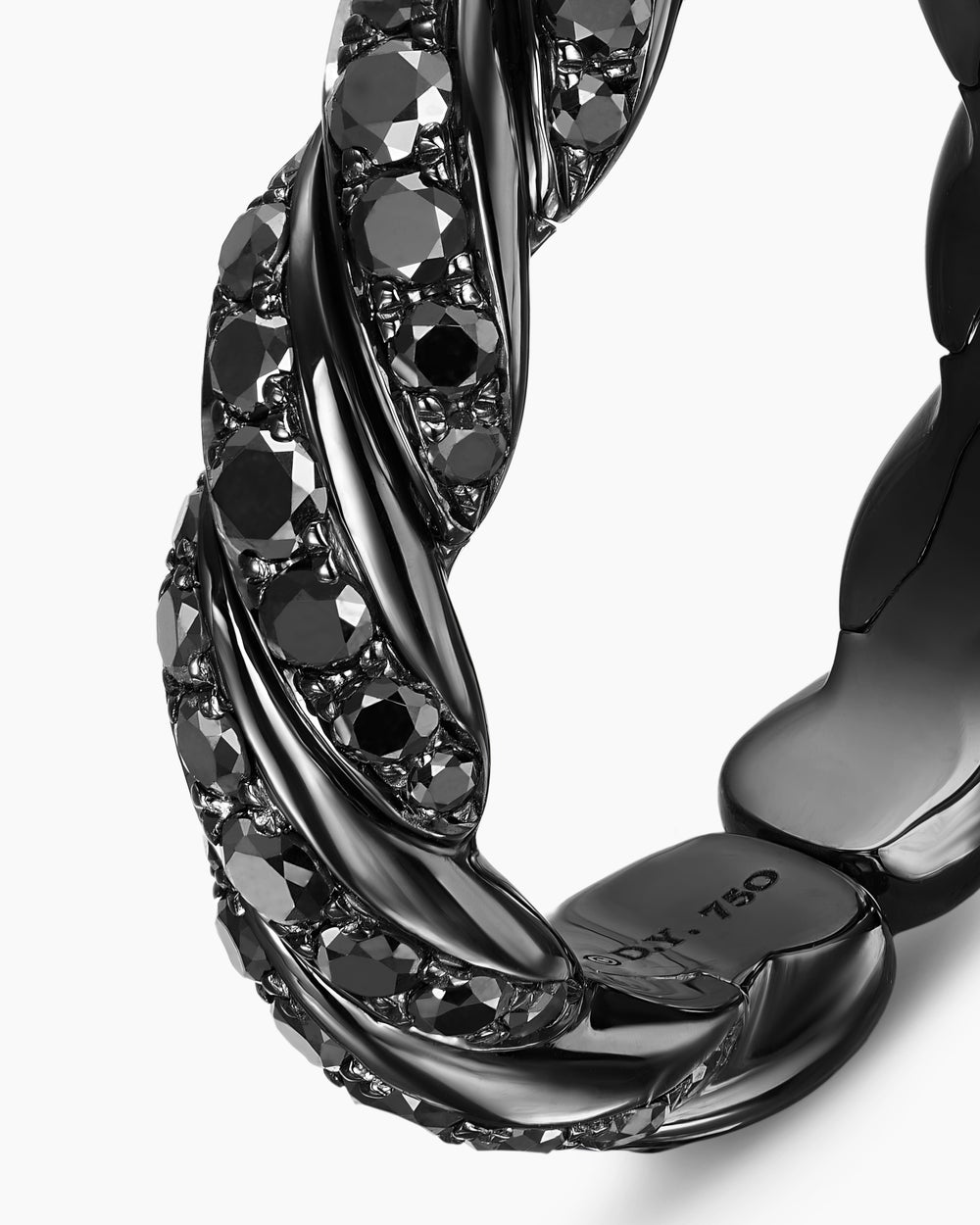 Womens Sculpted Cable Flex Band Ring in 18K White Gold with Black Rhodium and Diamonds, 5mm