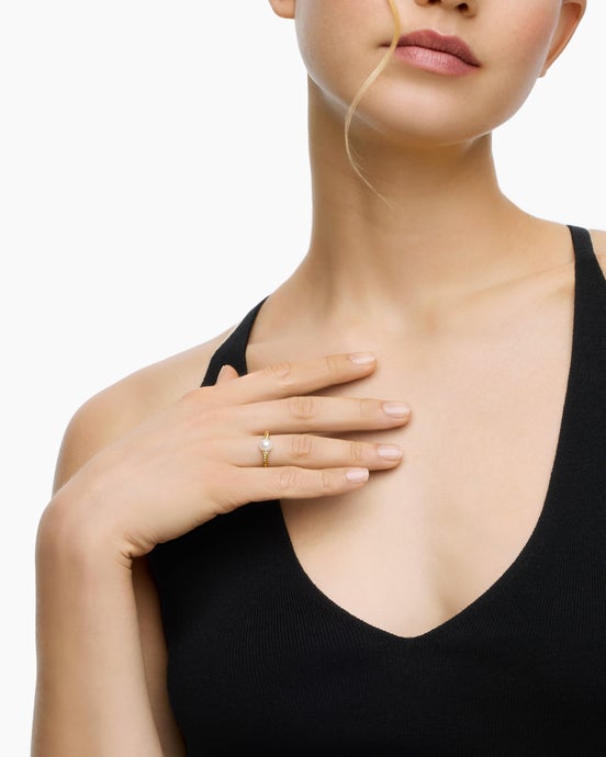 Petite Solari Station Ring in 18K Yellow Gold with Pearl and Diamonds, 2.3mm
