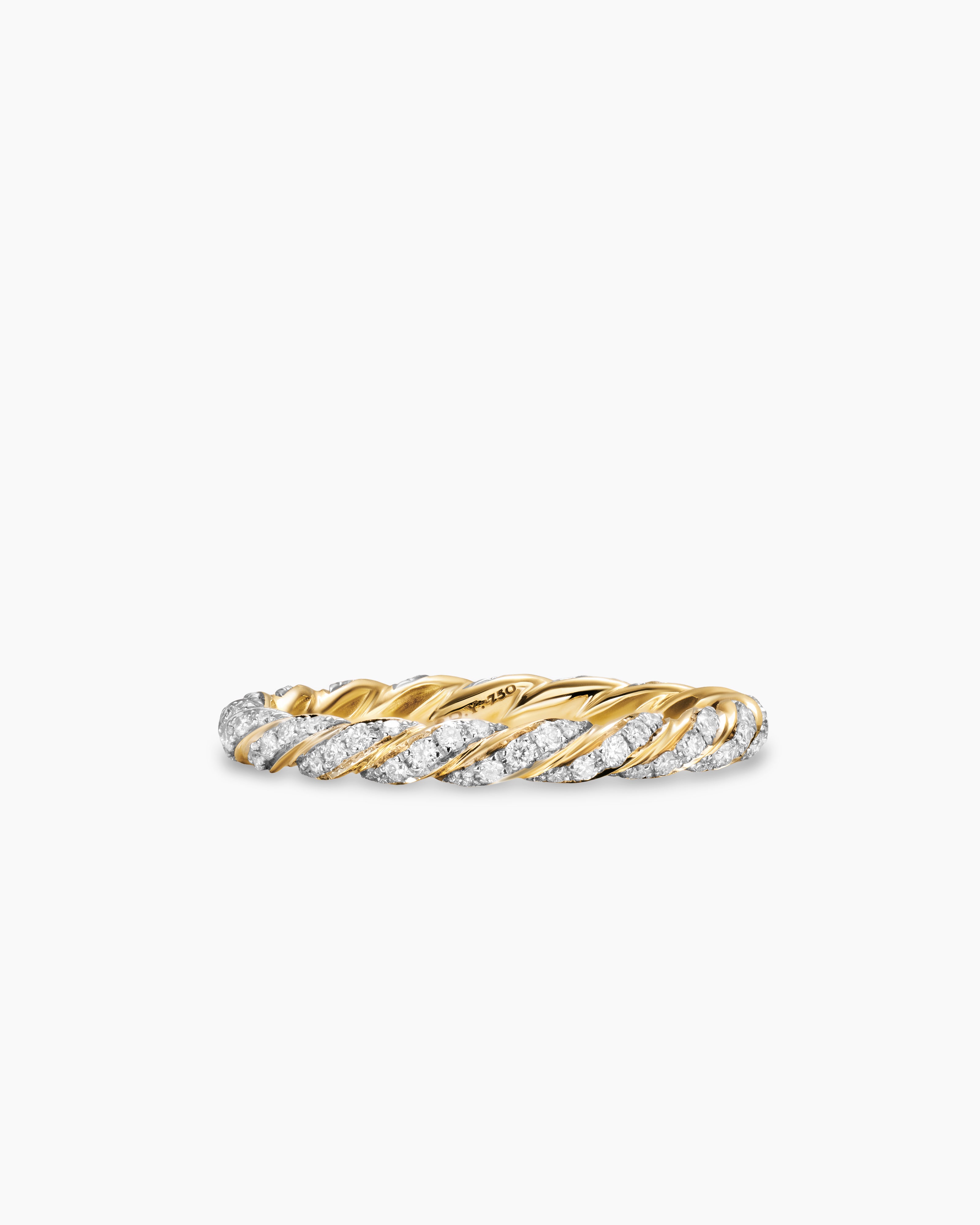 Anneau de petite taille avec pav&eacute; en or jaune 18 carats, 2,8 mm femme 