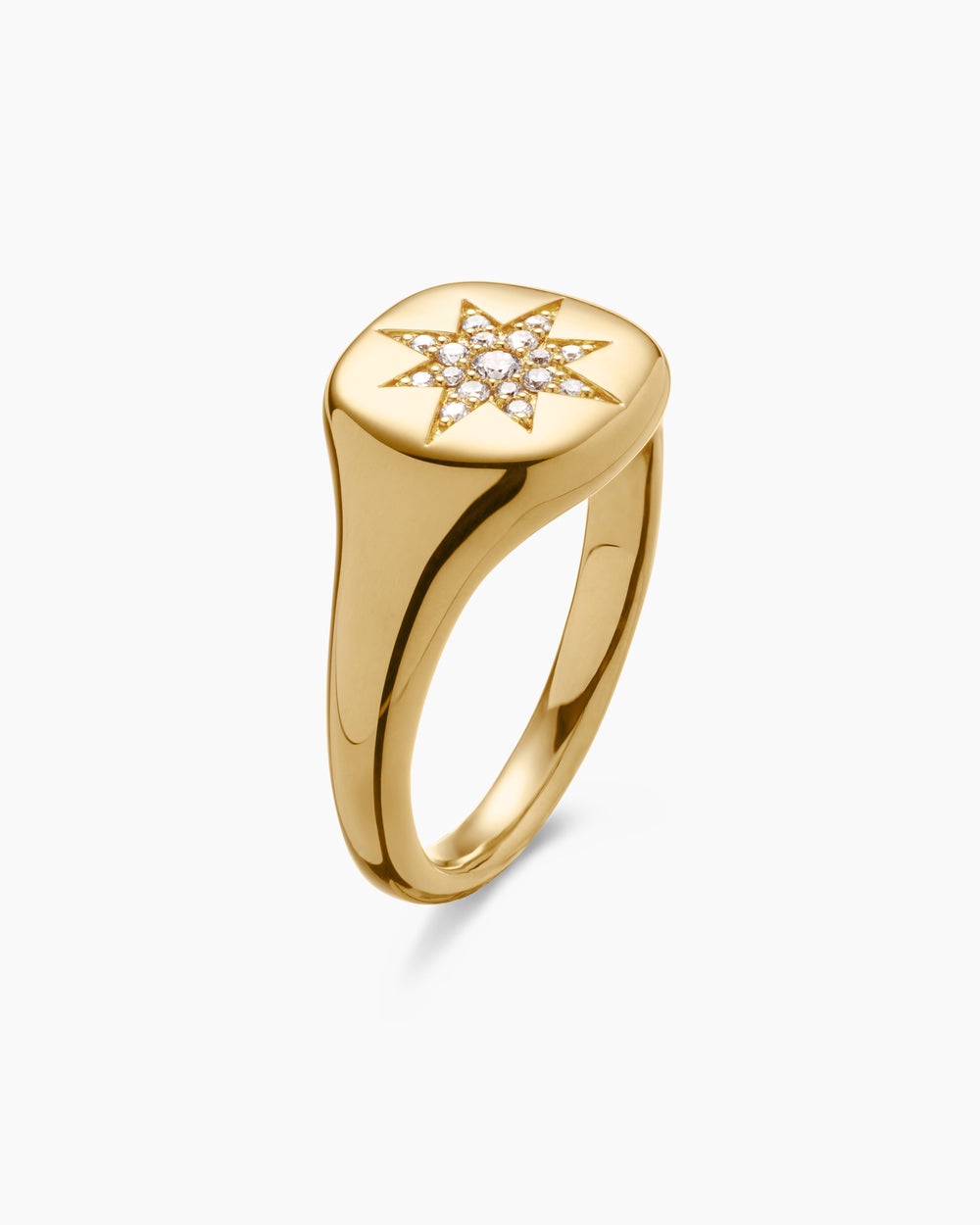 Womens Cable Collectibles Compass Pinky Ring in 18K Yellow Gold with Diamonds, 9.7mm
