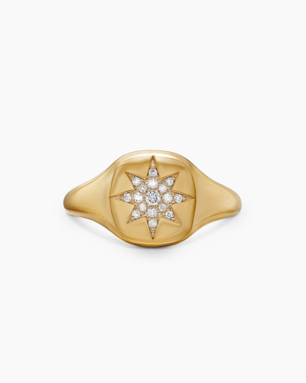 Womens Cable Collectibles Compass Pinky Ring in 18K Yellow Gold with Diamonds, 9.7mm