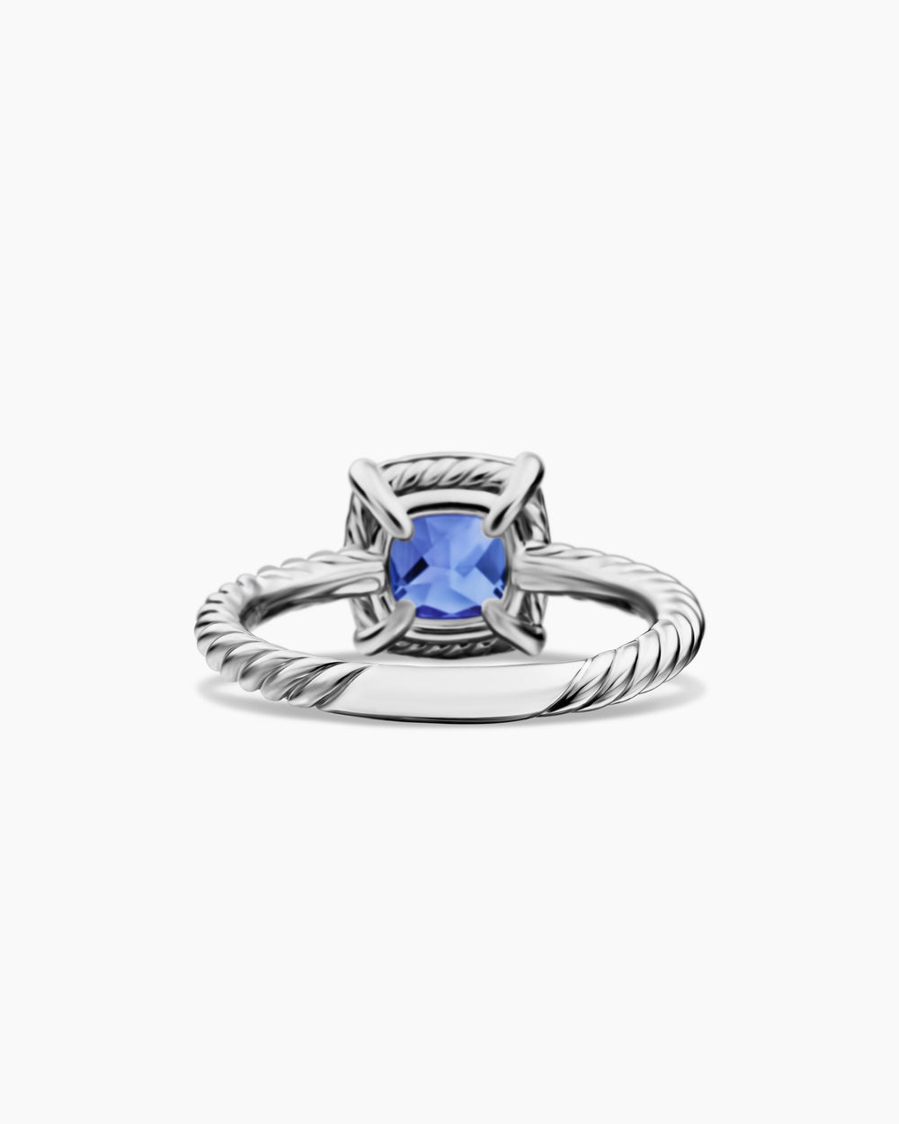 Womens Petite Chatelaine Pavé Bezel Ring in 18K White Gold, 7mm
