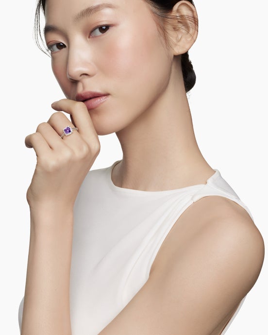 Petite Chatelaine Pavé Bezel Ring in Sterling Silver, 7mm