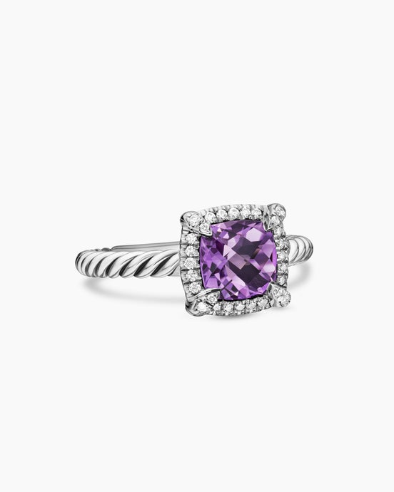Petite Chatelaine Pavé Bezel Ring in Sterling Silver, 7mm
