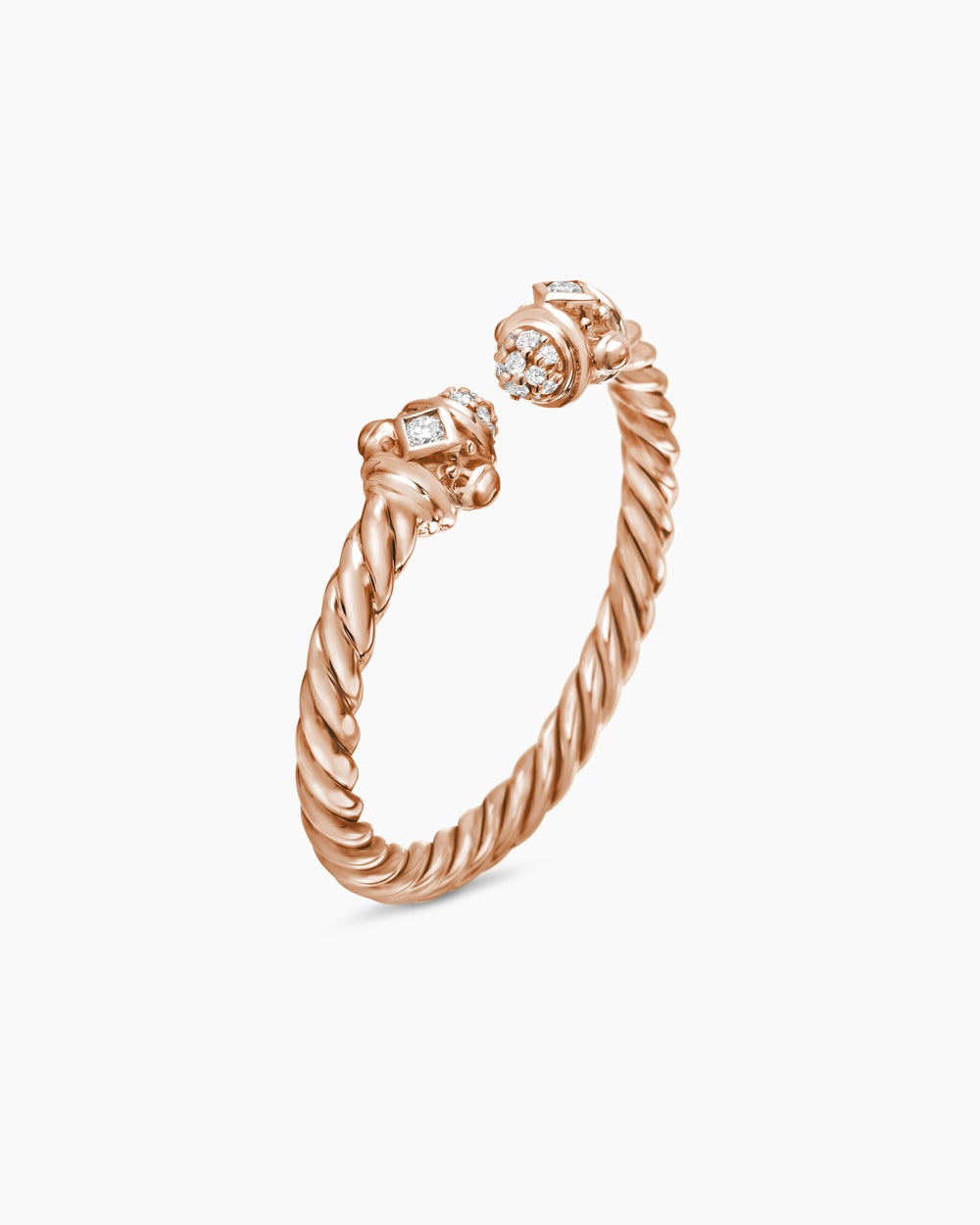 Bague Renaissance en or rose 18 carats avec diamants, 2,3 mm pour femmes