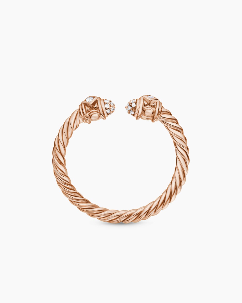 Bague Renaissance en or rose 18 carats avec diamants, 2,3 mm pour femmes