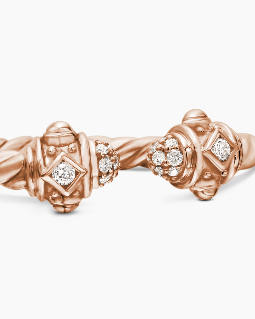 Bague Renaissance en or rose 18 carats avec diamants, 2,3 mm pour femmes
