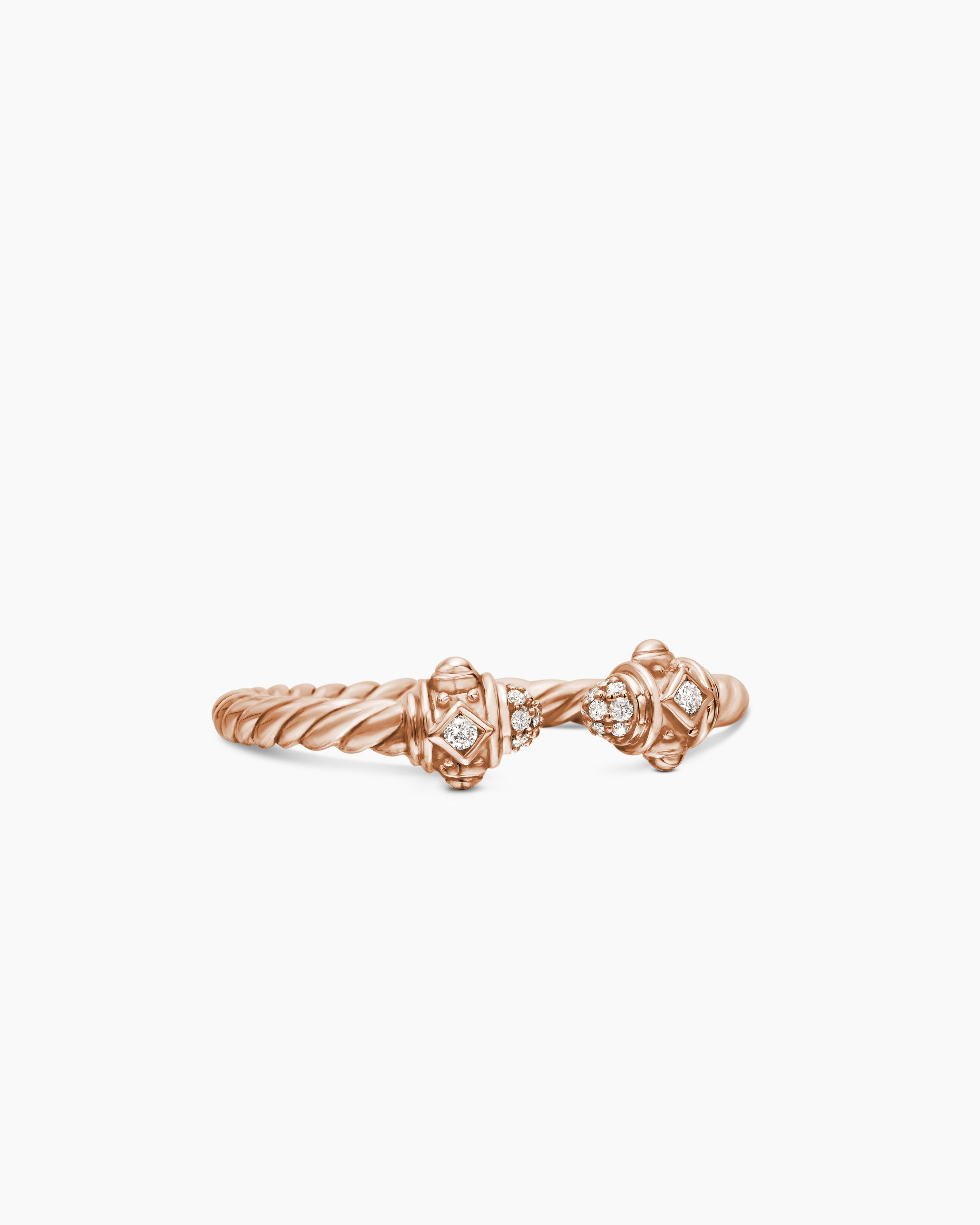 Bague Renaissance en or rose 18 carats avec diamants, 2,3 mm pour femmes 