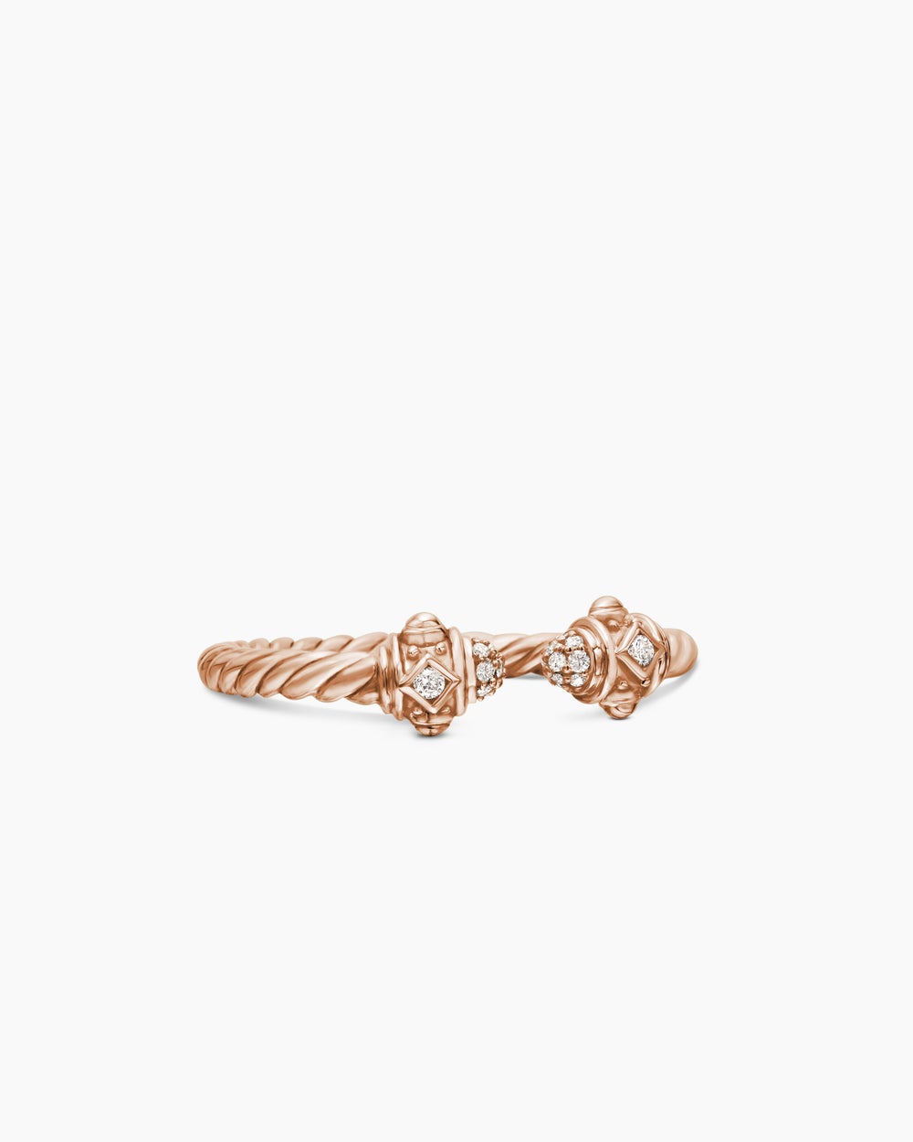 Bague Renaissance en or rose 18 carats avec diamants, 2,3 mm pour femmes