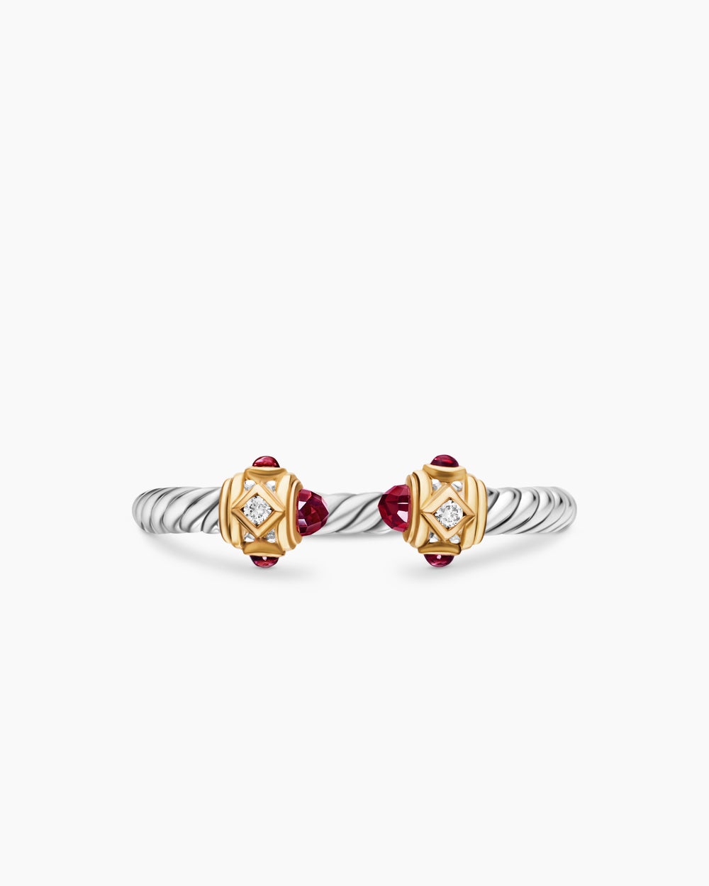 Womens Renaissance Ring in Sterling Silver with 14K Yellow Gold and Diamonds, 2.3mm