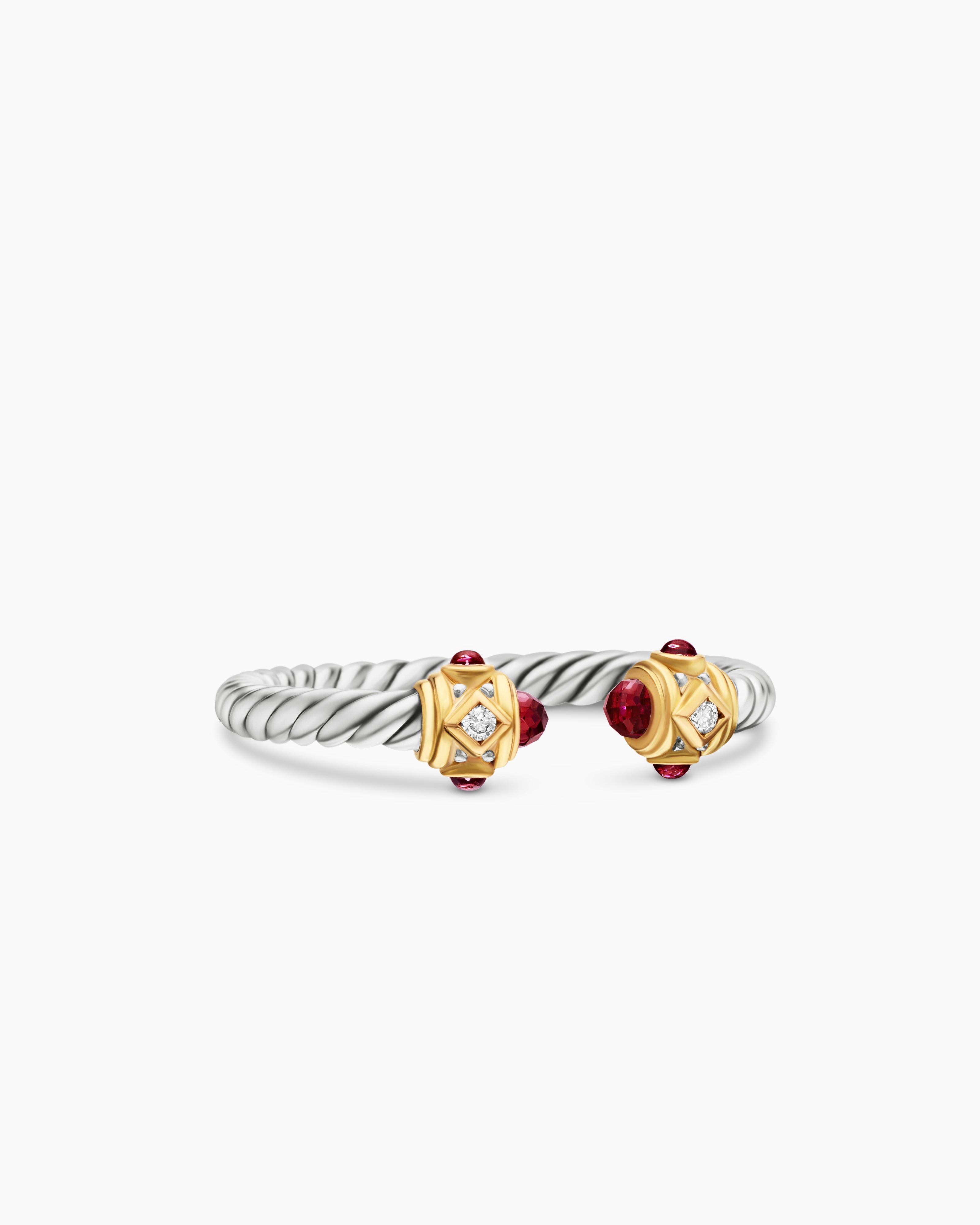 Womens Renaissance Ring in Sterling Silver with 14K Yellow Gold and Diamonds, 2.3mm