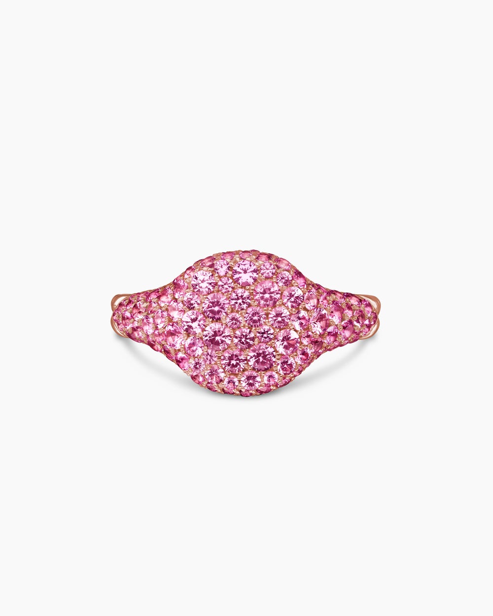 Womens Pavé Pinky Ring in 18K Rose Gold with Pink Sapphires, 10mm