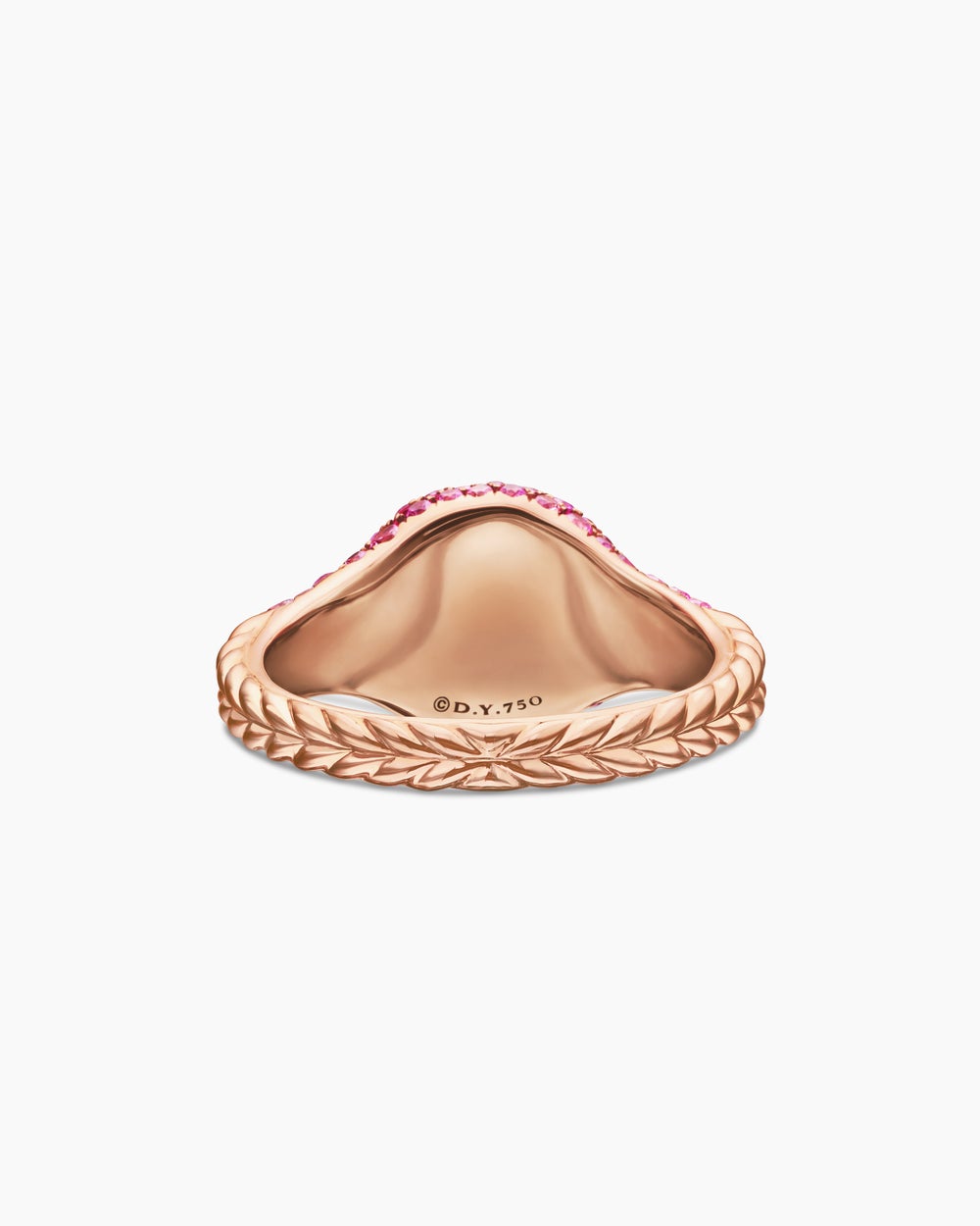 Womens Pavé Pinky Ring in 18K Rose Gold with Pink Sapphires, 10mm