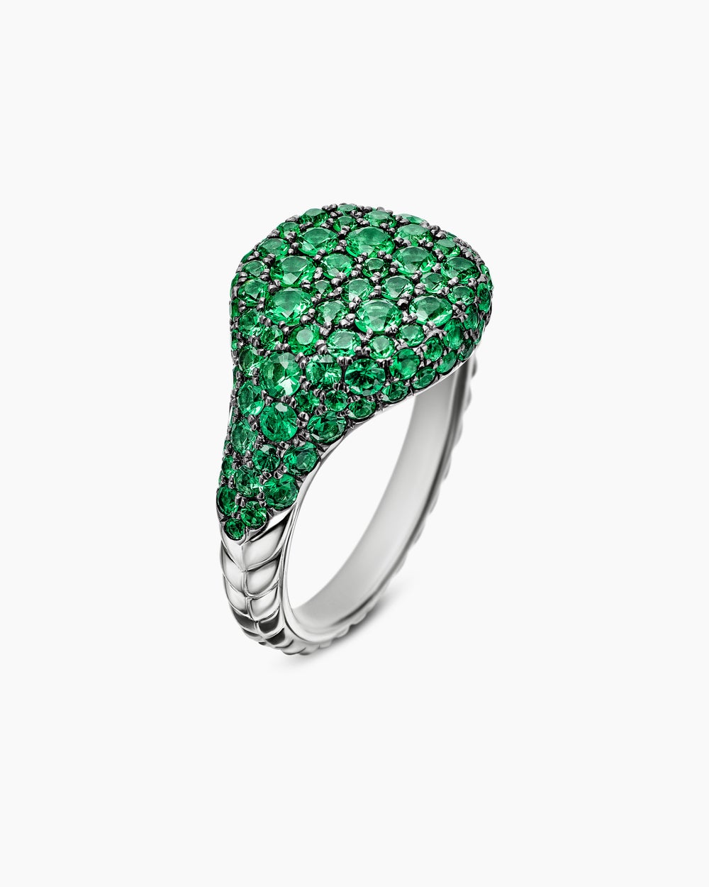 Womens Pavé Pinky Ring in 18K White Gold, 10mm