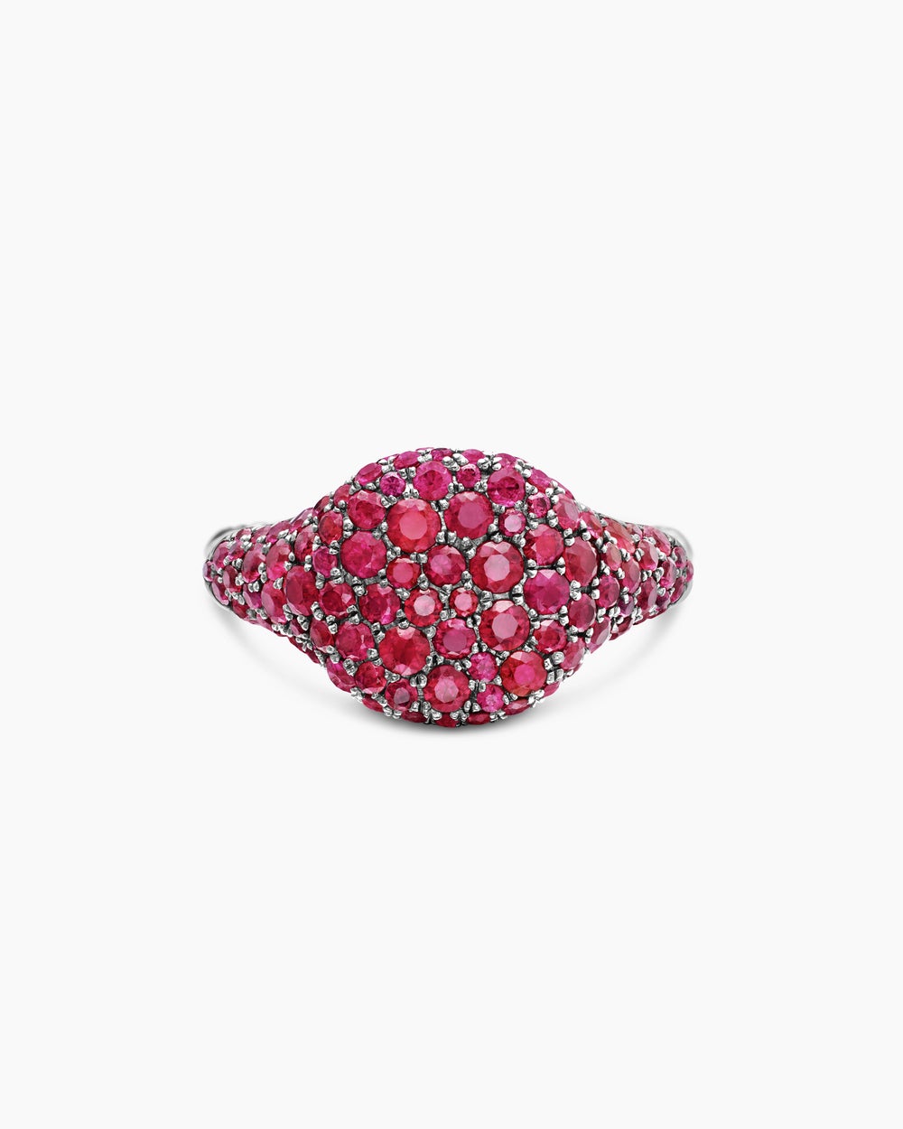 Womens Pavé Pinky Ring in 18K White Gold, 10mm