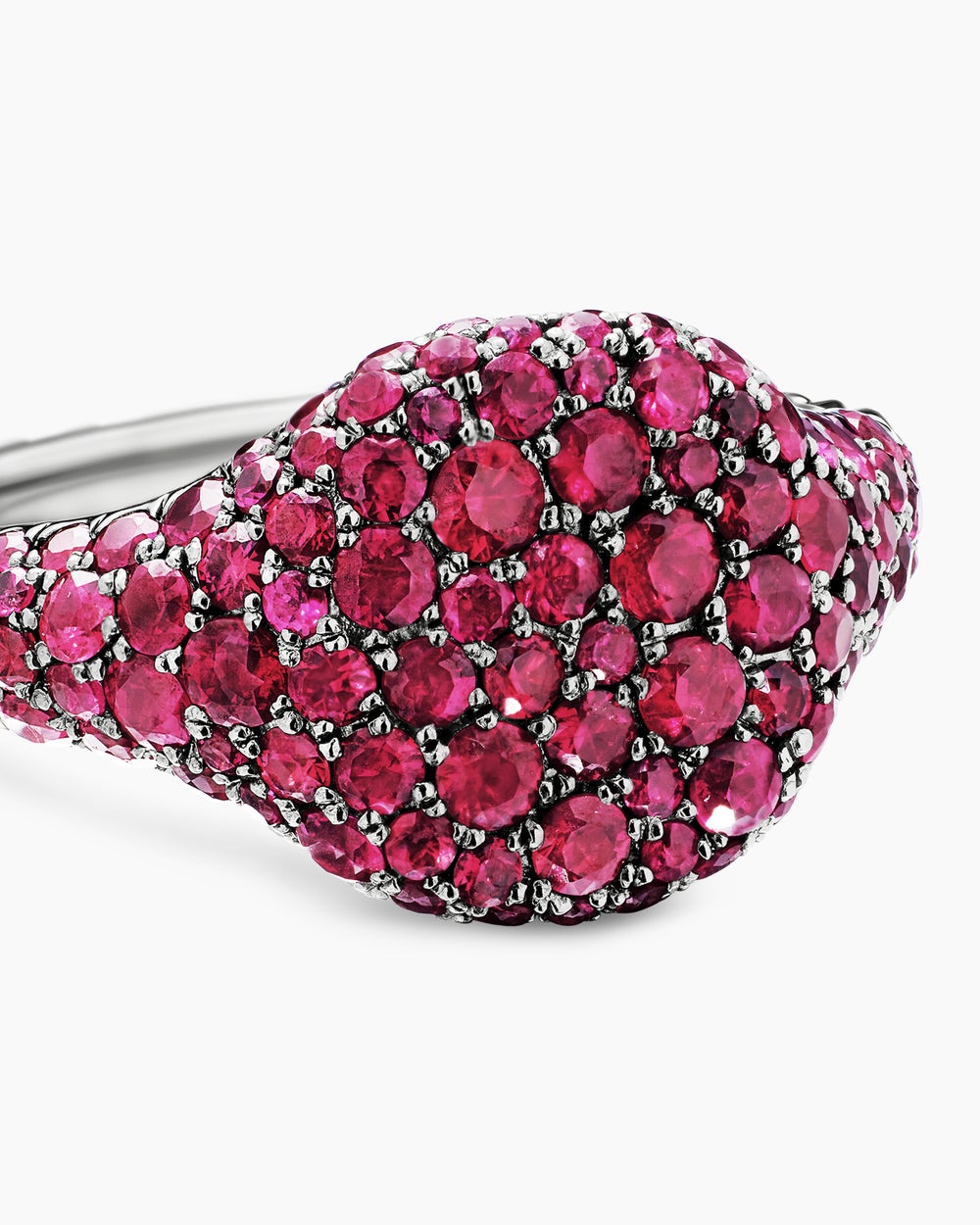 Womens Pavé Pinky Ring in 18K White Gold, 10mm