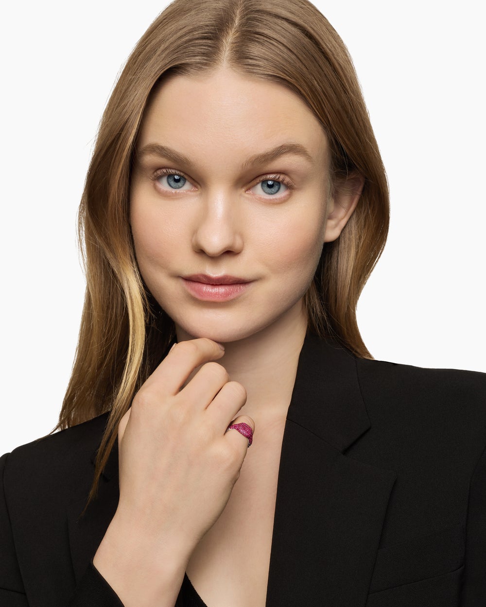 Womens Pavé Pinky Ring in 18K White Gold, 10mm