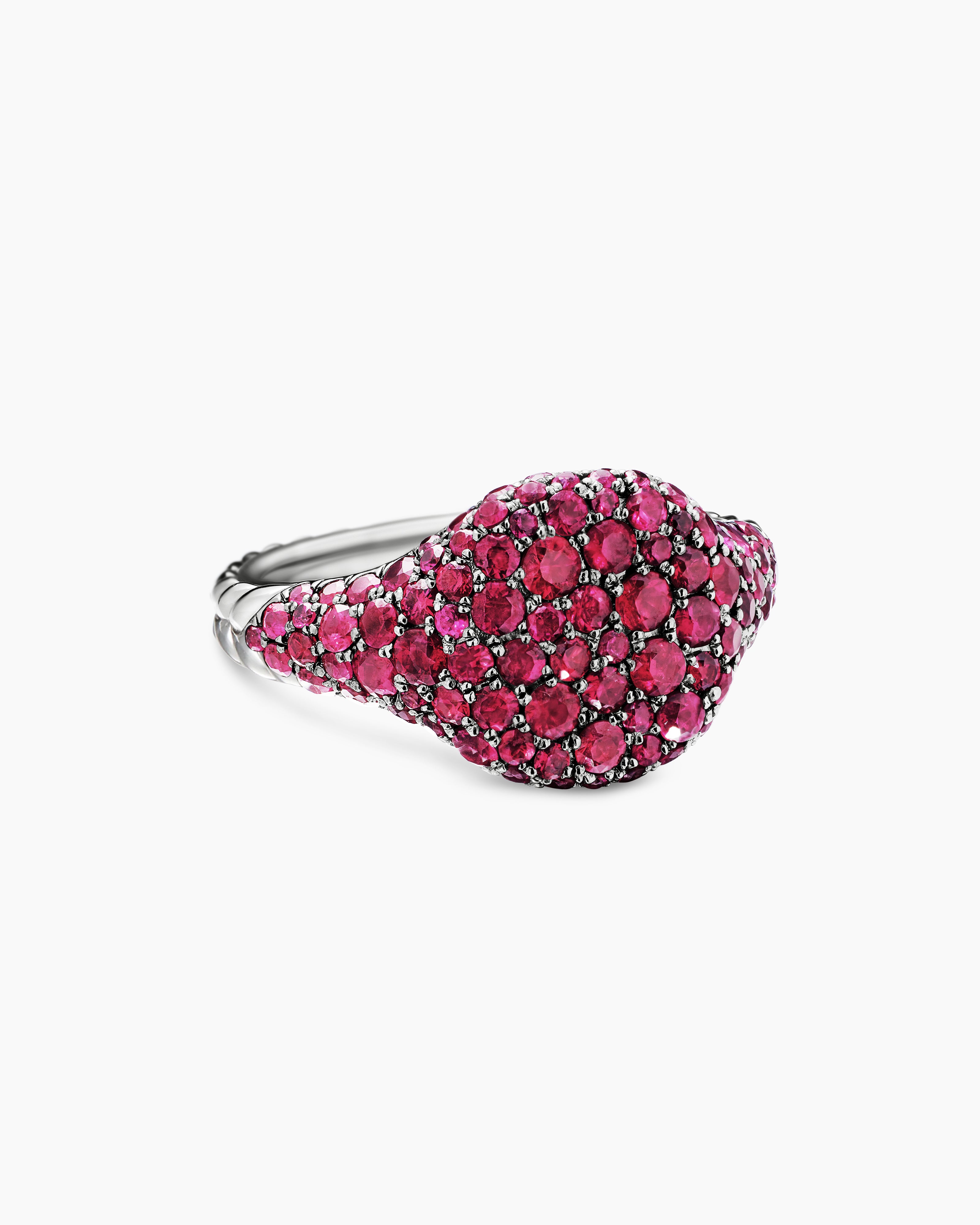Womens Pav&eacute; Pinky Ring in 18K White Gold, 10mm