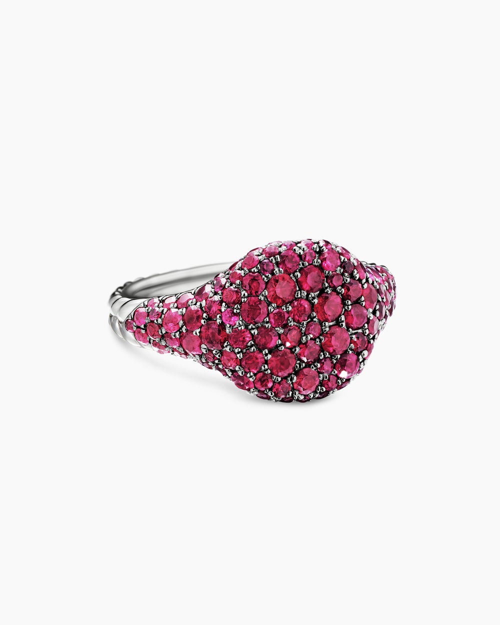 Womens Pavé Pinky Ring in 18K White Gold, 10mm