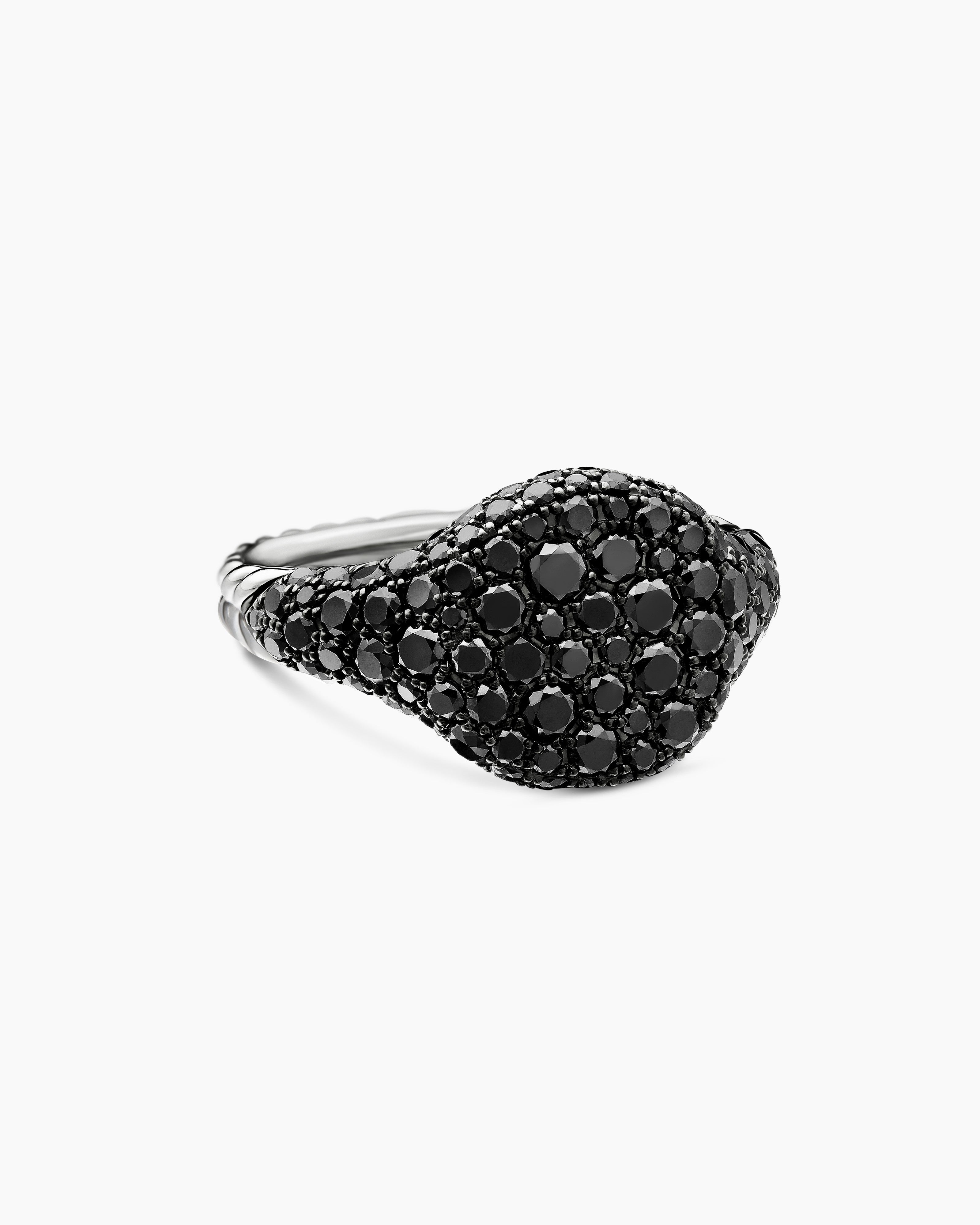 Womens Pav&eacute; Pinky Ring in 18K White Gold with Diamonds, 10mm