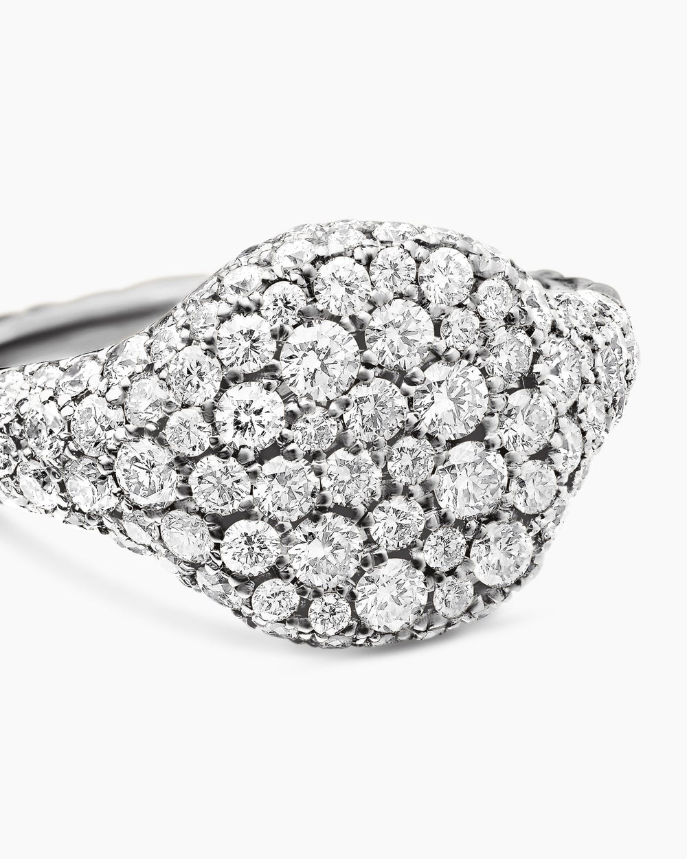 Bague pour auriculaire Chevron en or blanc 18 carats avec diamants, 10 mm pour femmes