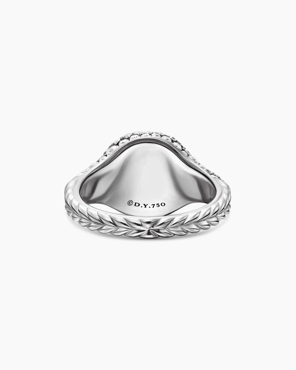 Bague pour auriculaire Chevron en or blanc 18 carats avec diamants, 10 mm pour femmes