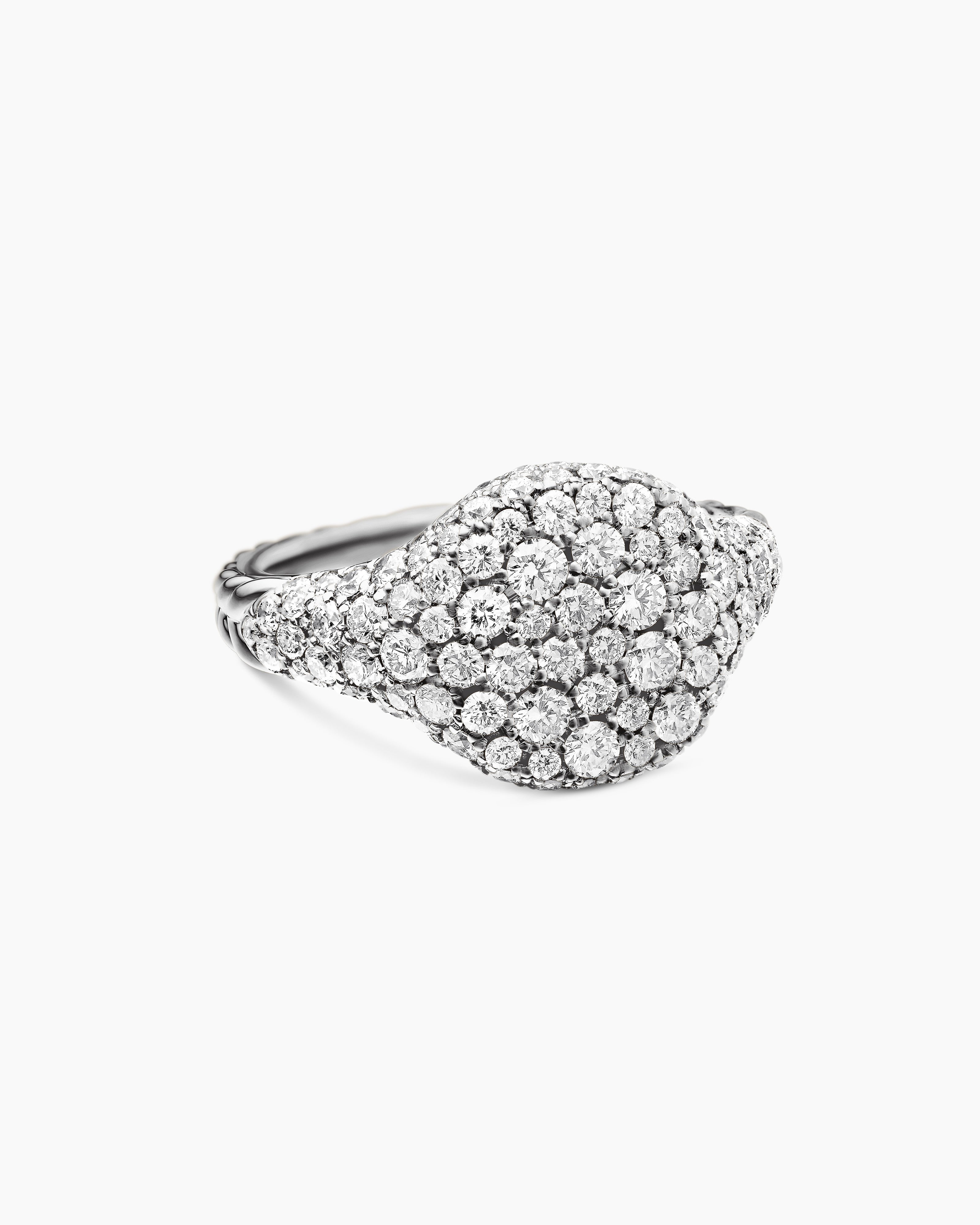 Bague pour auriculaire Chevron en or blanc 18 carats avec diamants, 10 mm pour femmes 