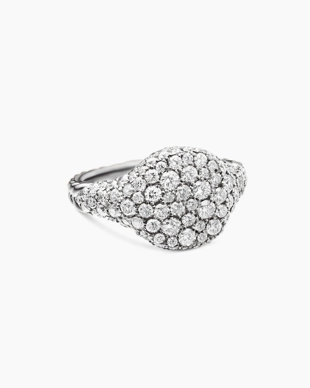 Bague pour auriculaire Chevron en or blanc 18 carats avec diamants, 10 mm pour femmes