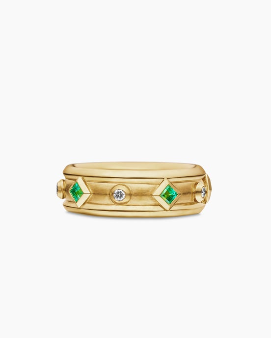 Anneau Modern Renaissance® en or jaune 18 carats avec diamants, 6,6 mm