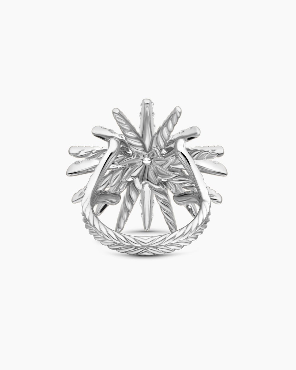 Womens Starburst Ring in 18K White Gold with Diamonds, 28mm