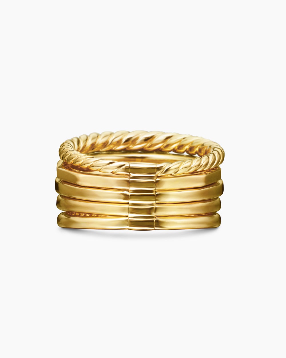 Womens Stax Statement Ring in 18K Yellow Gold with Diamonds, 14mm