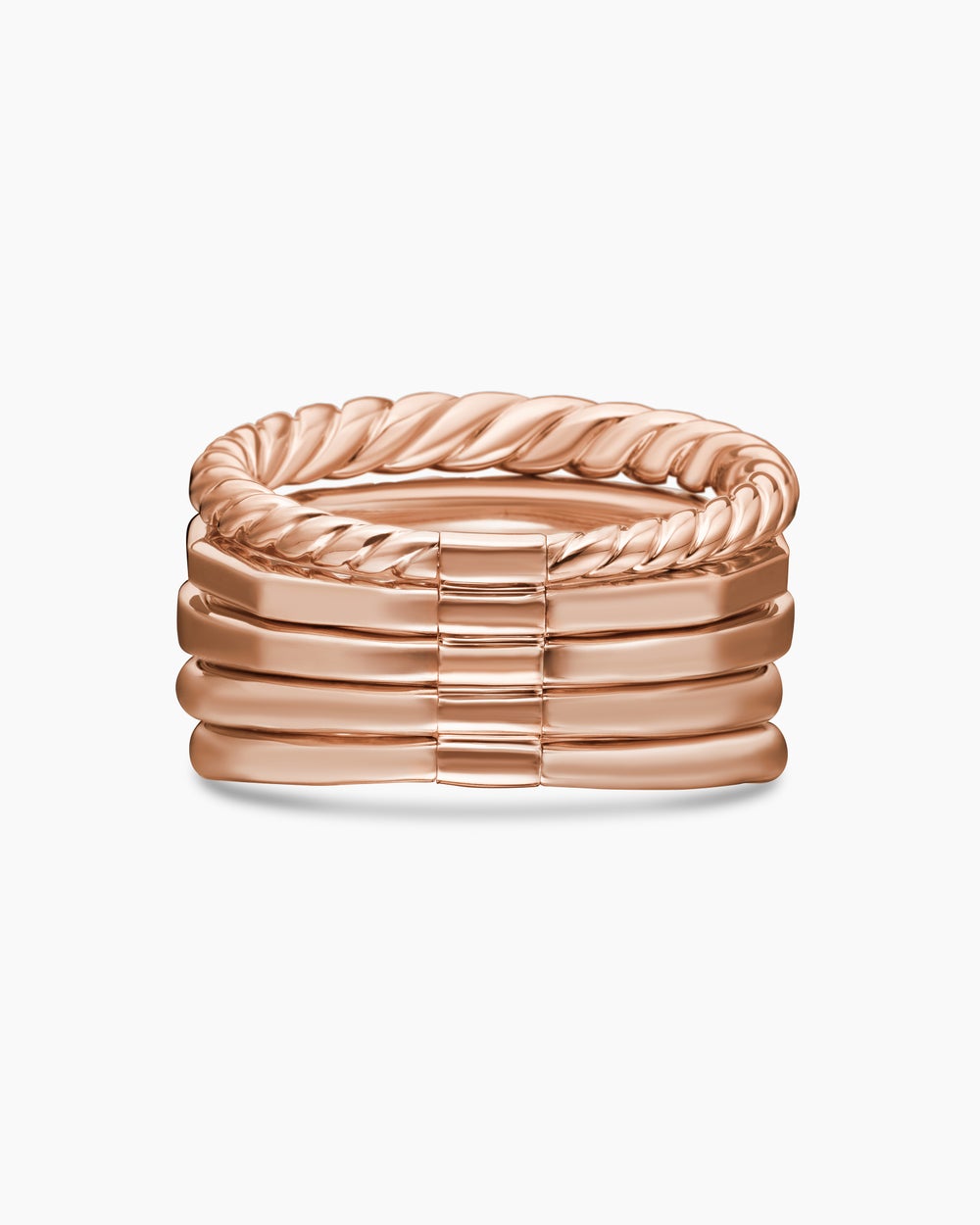 Womens Stax Five Row Ring in 18K Rose Gold with Diamonds, 14mm