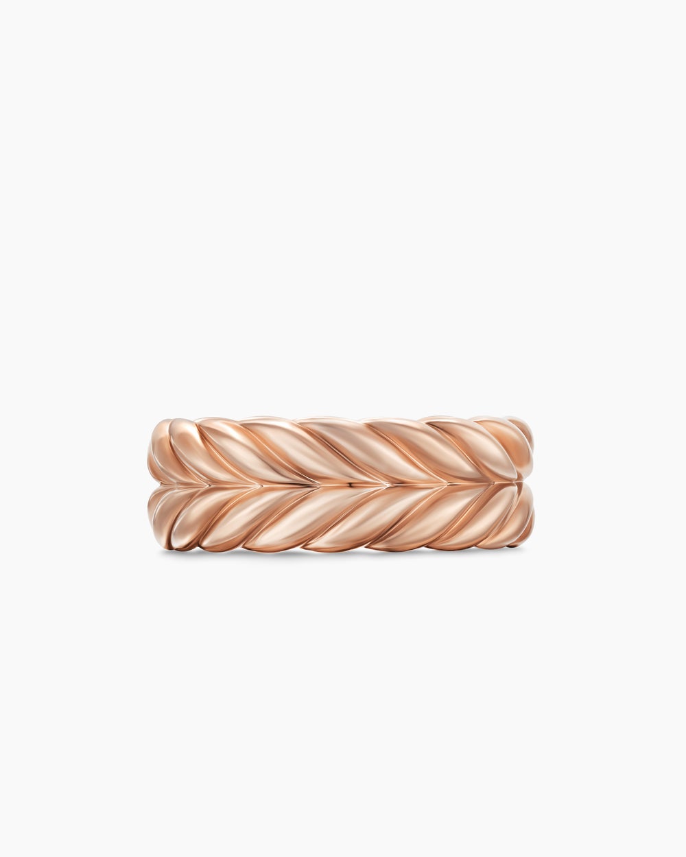 Mens Chevron Band Ring in 18K Rose Gold, 9mm