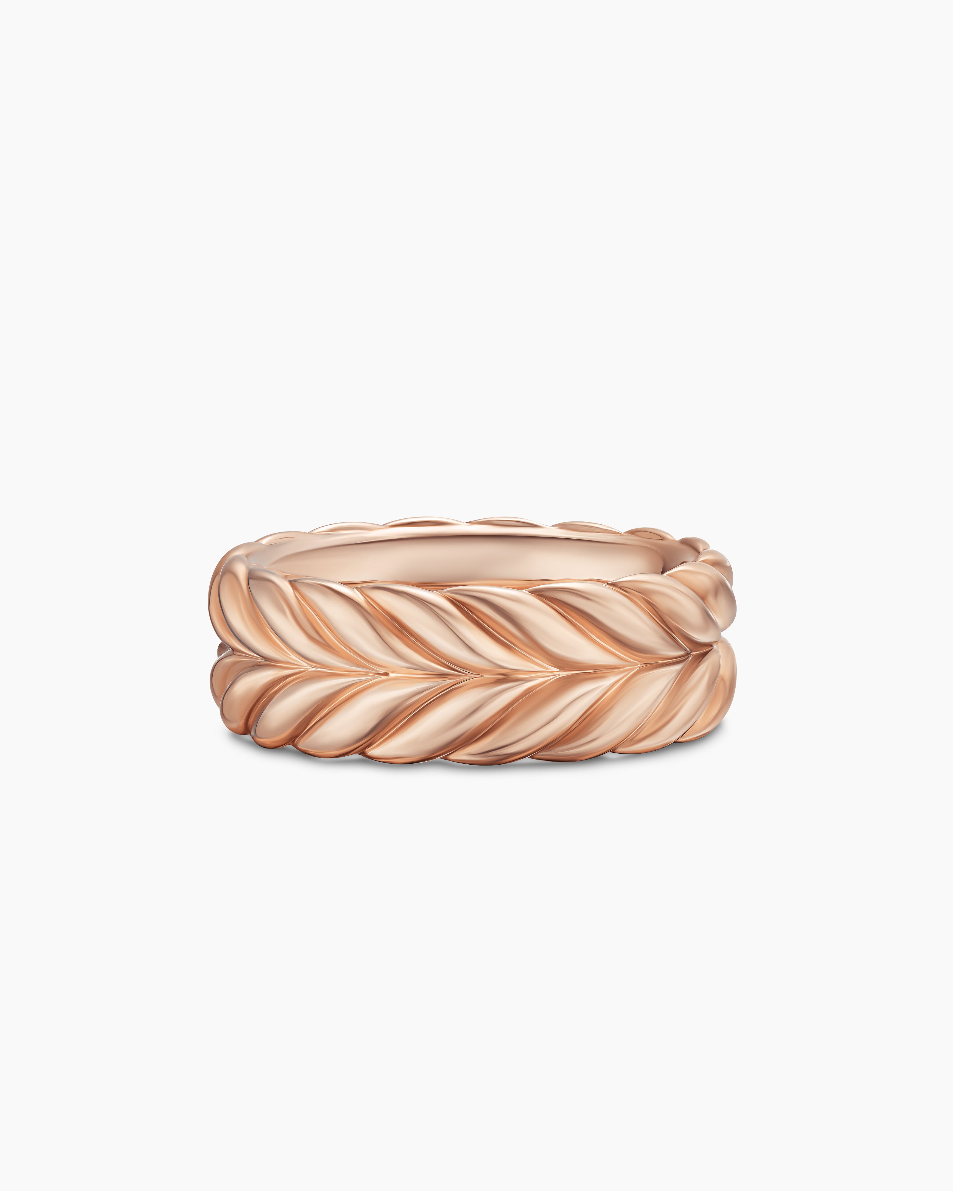 Mens Chevron Band Ring in 18K Rose Gold, 9mm